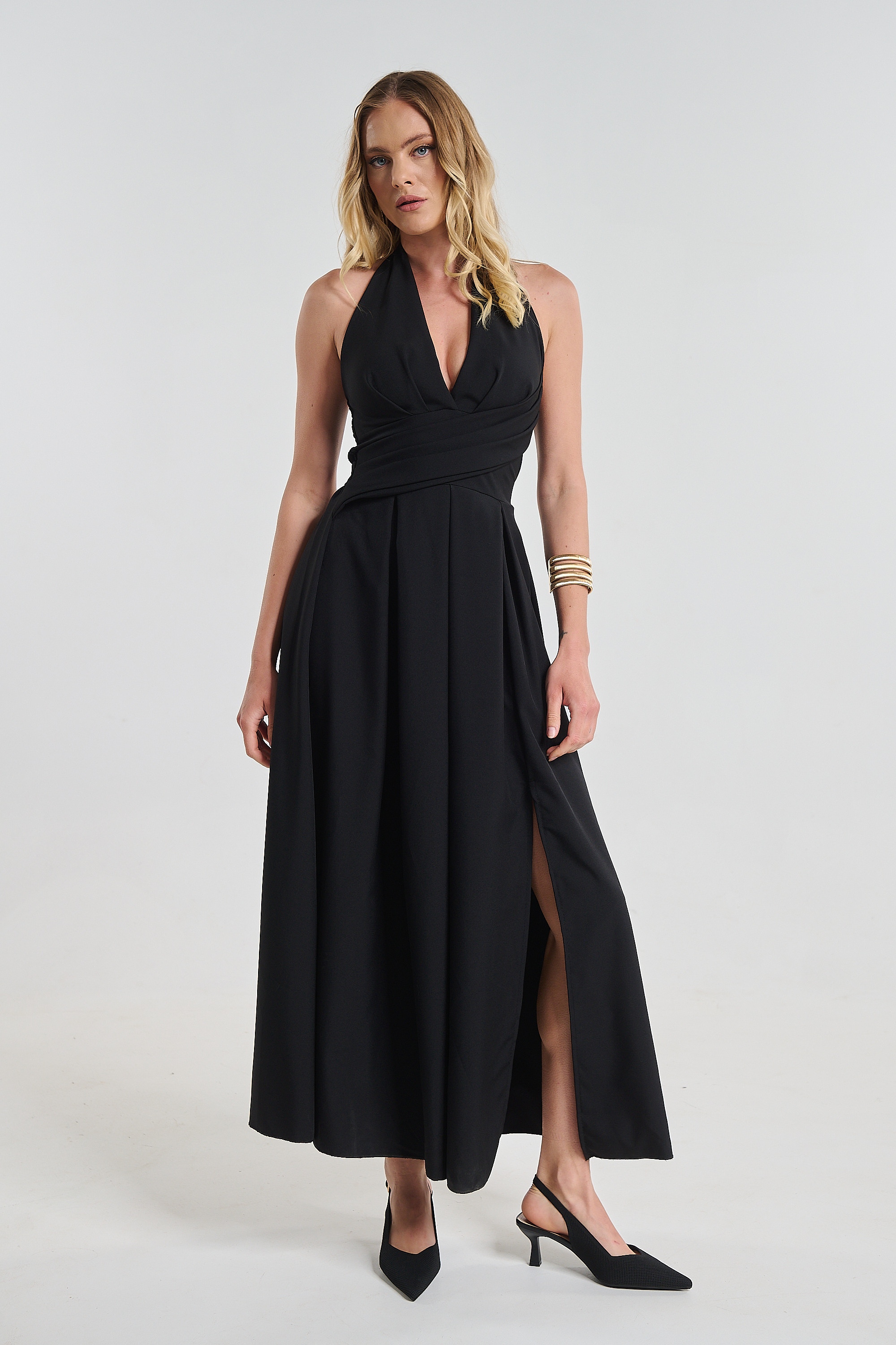 Φόρεμα Maxi Halter Με Cups & Δέσιμο