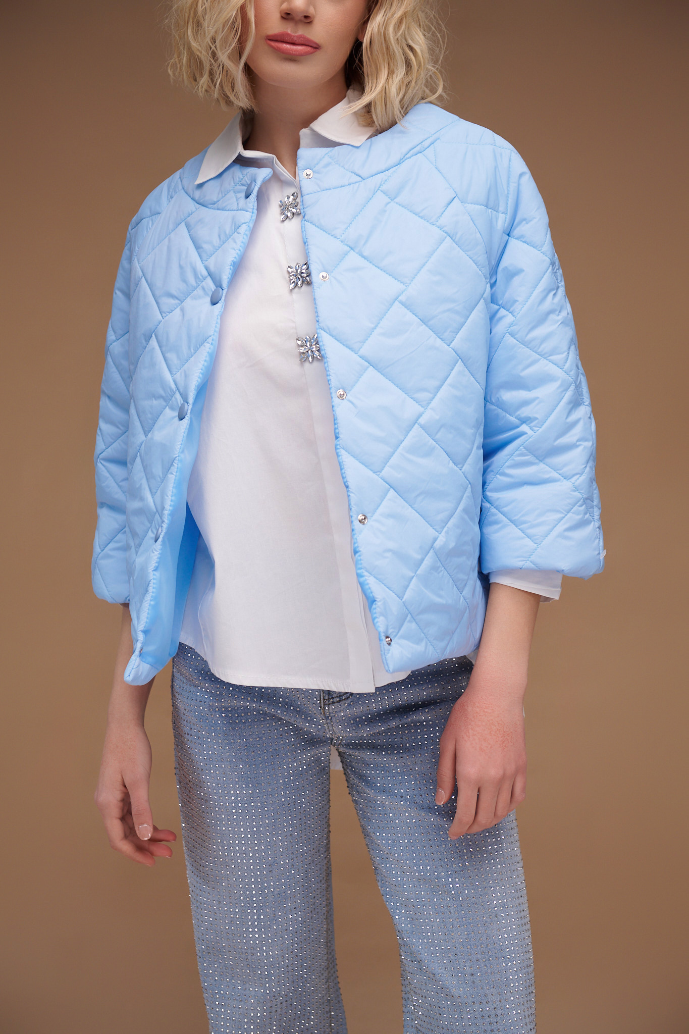  Μπουφάν Καπιτονέ 3/4 Μανίκι Με Κρυφές Τσέπες