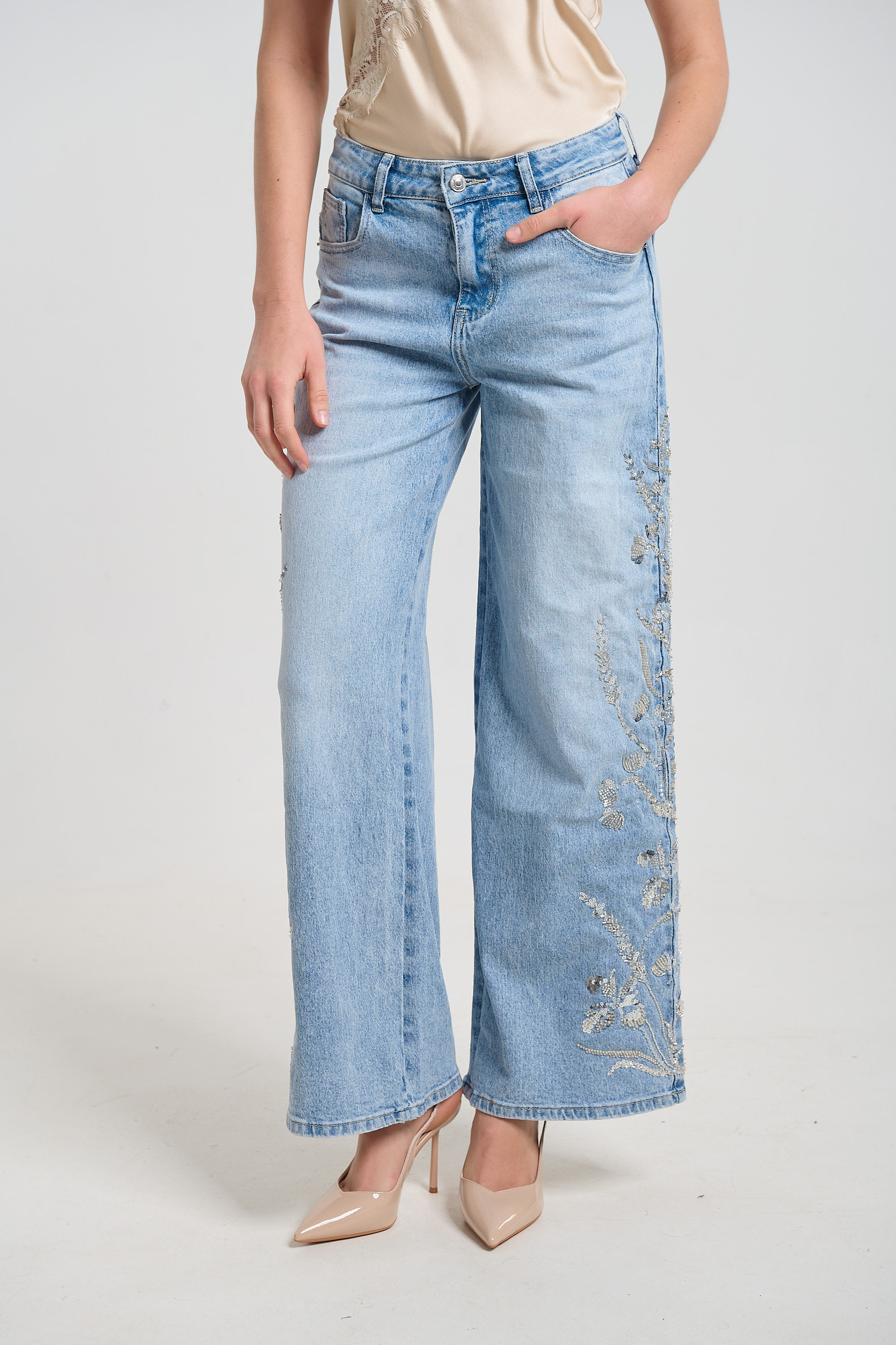 Παντελόνι Τζιν Με Πούλιες & Χάντρες