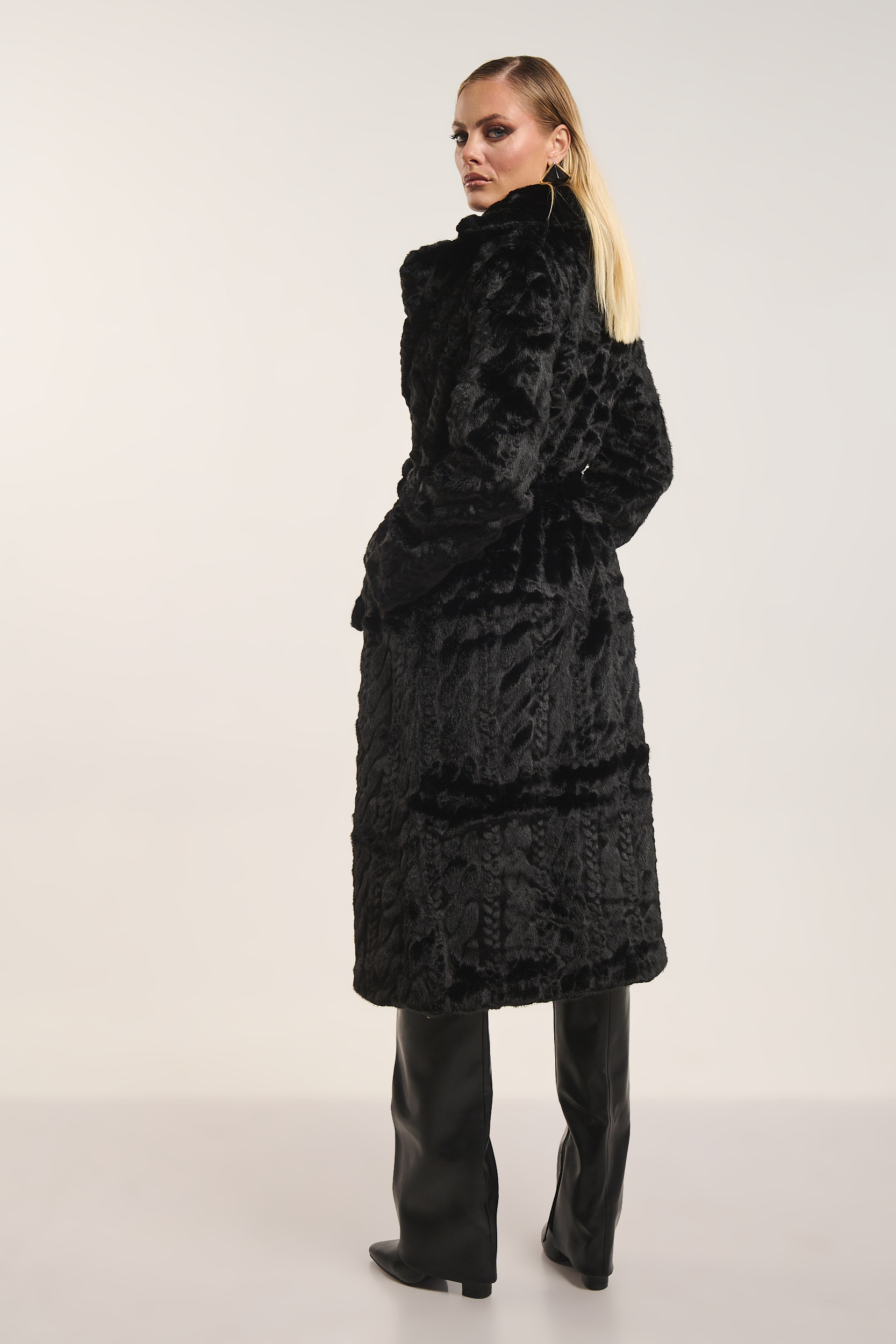 Παλτό Μακρύ Eco-Fur με Ζώνη φωτογραφία