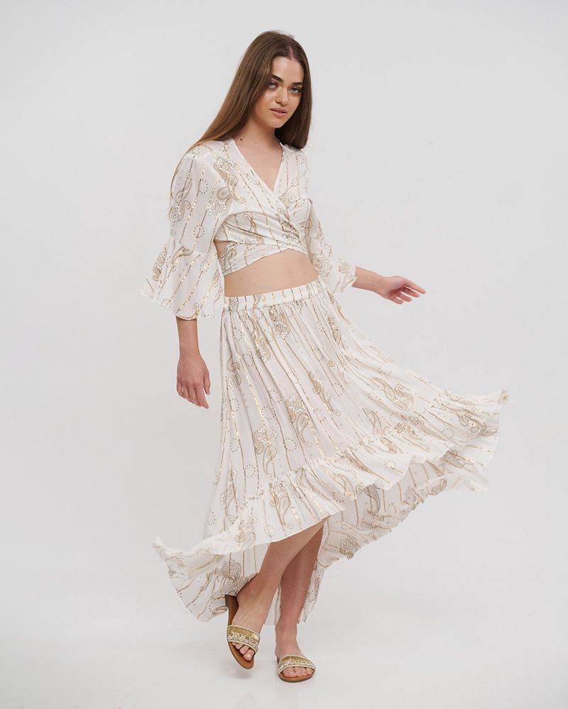 Τοπ BLE Crop Με Χρυσό Paisley Print