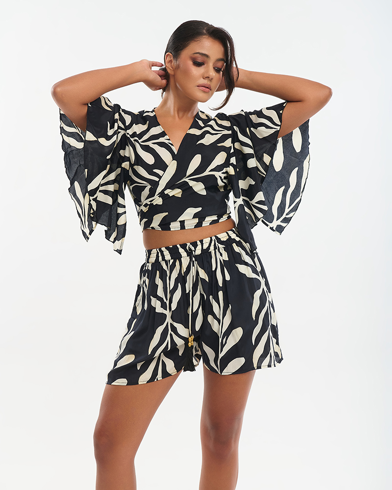 Σετ BLE Τοπ & Shorts Με Tropical Print