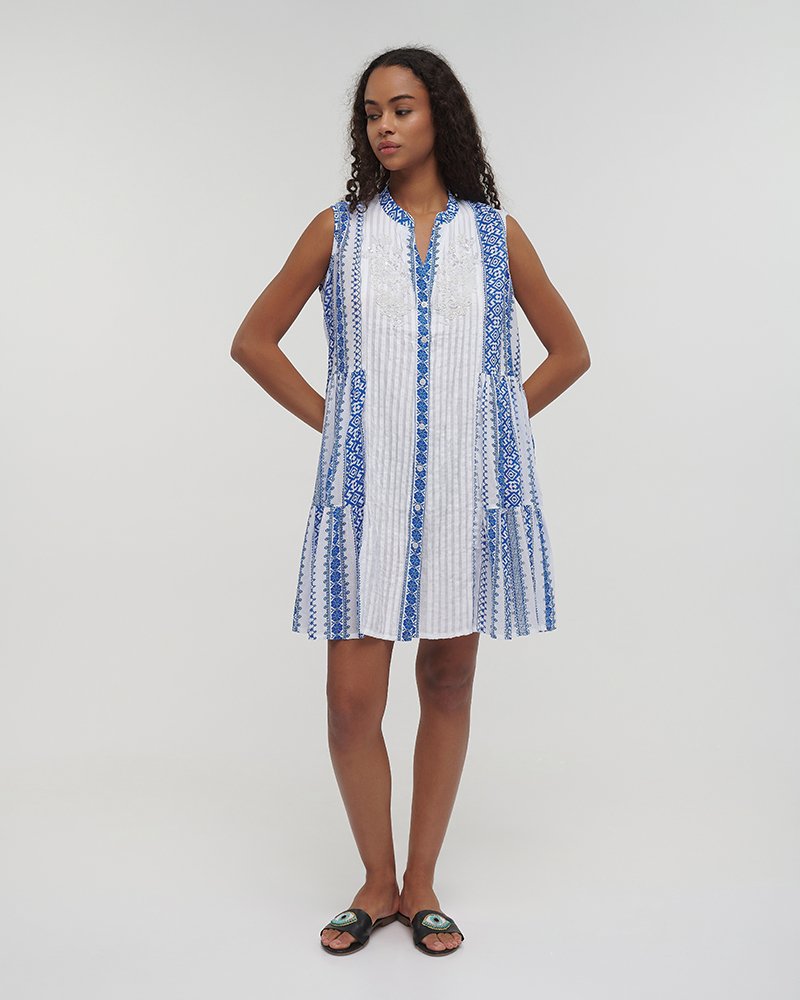 Φόρεμα BLE Mini Αμάνικο Με Ethnic Print