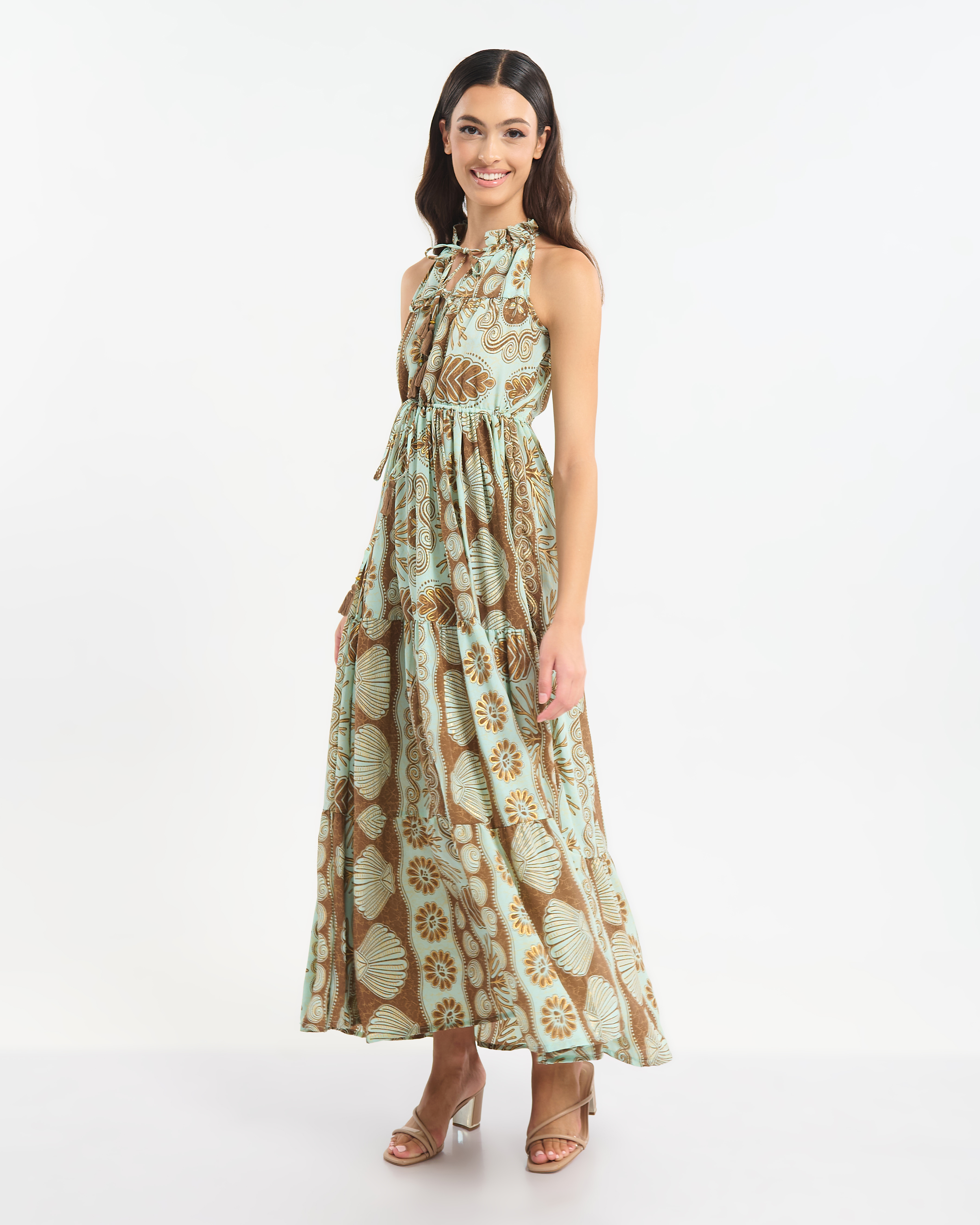 Φόρεμα BLE Maxi Με Boho Print
