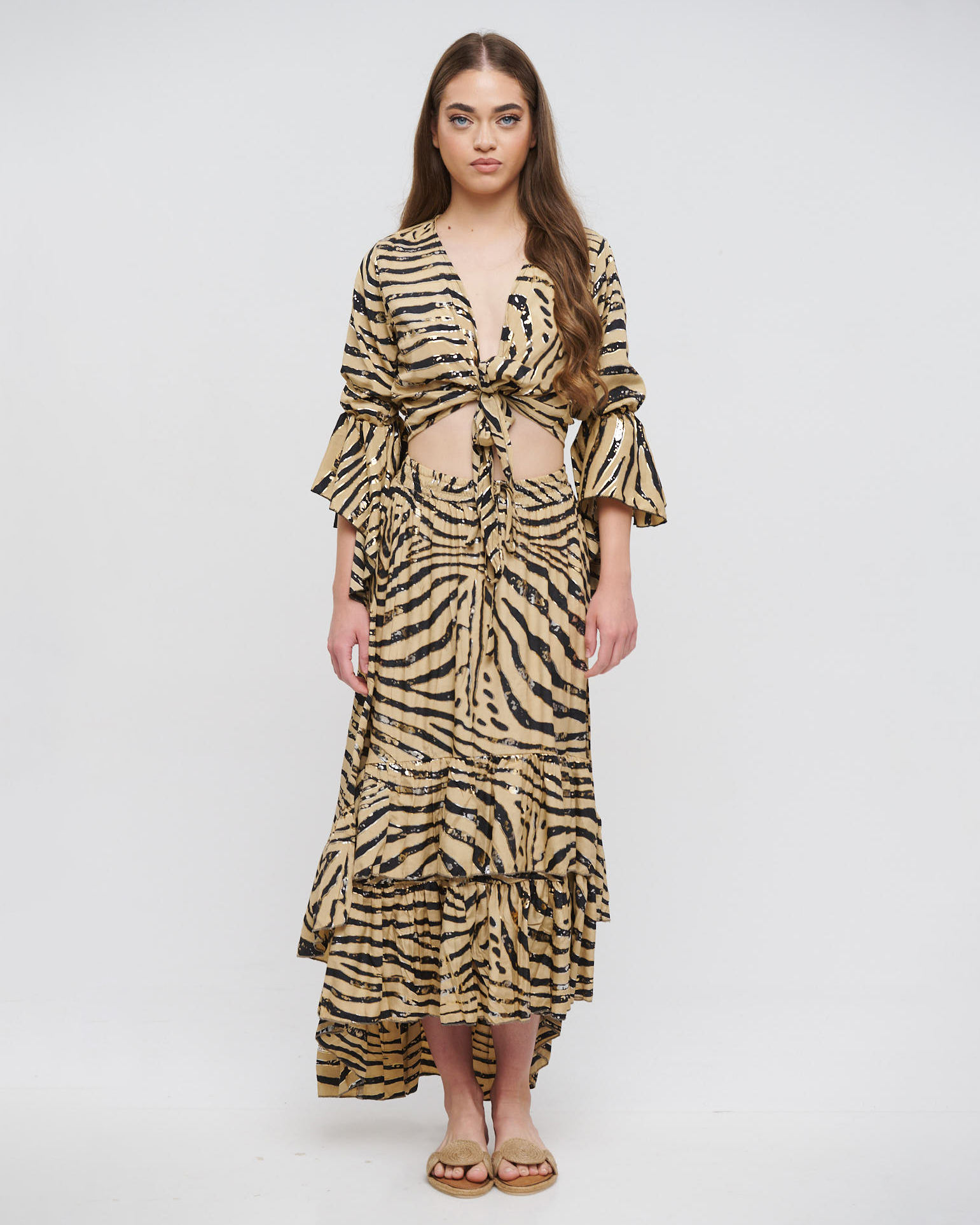 Τοπ BLE Animal Print Crop Με Δέσιμο