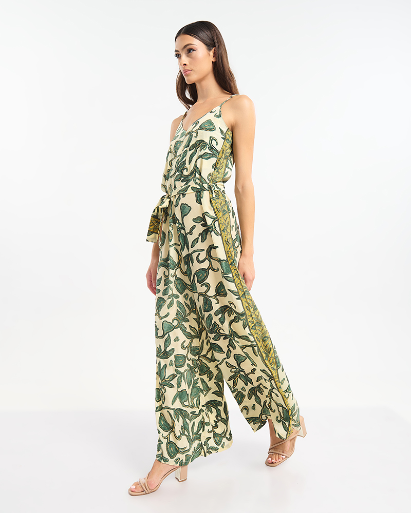 Ολόσωμη Φόρμα BLE Με Tropical Print & Ζώνη