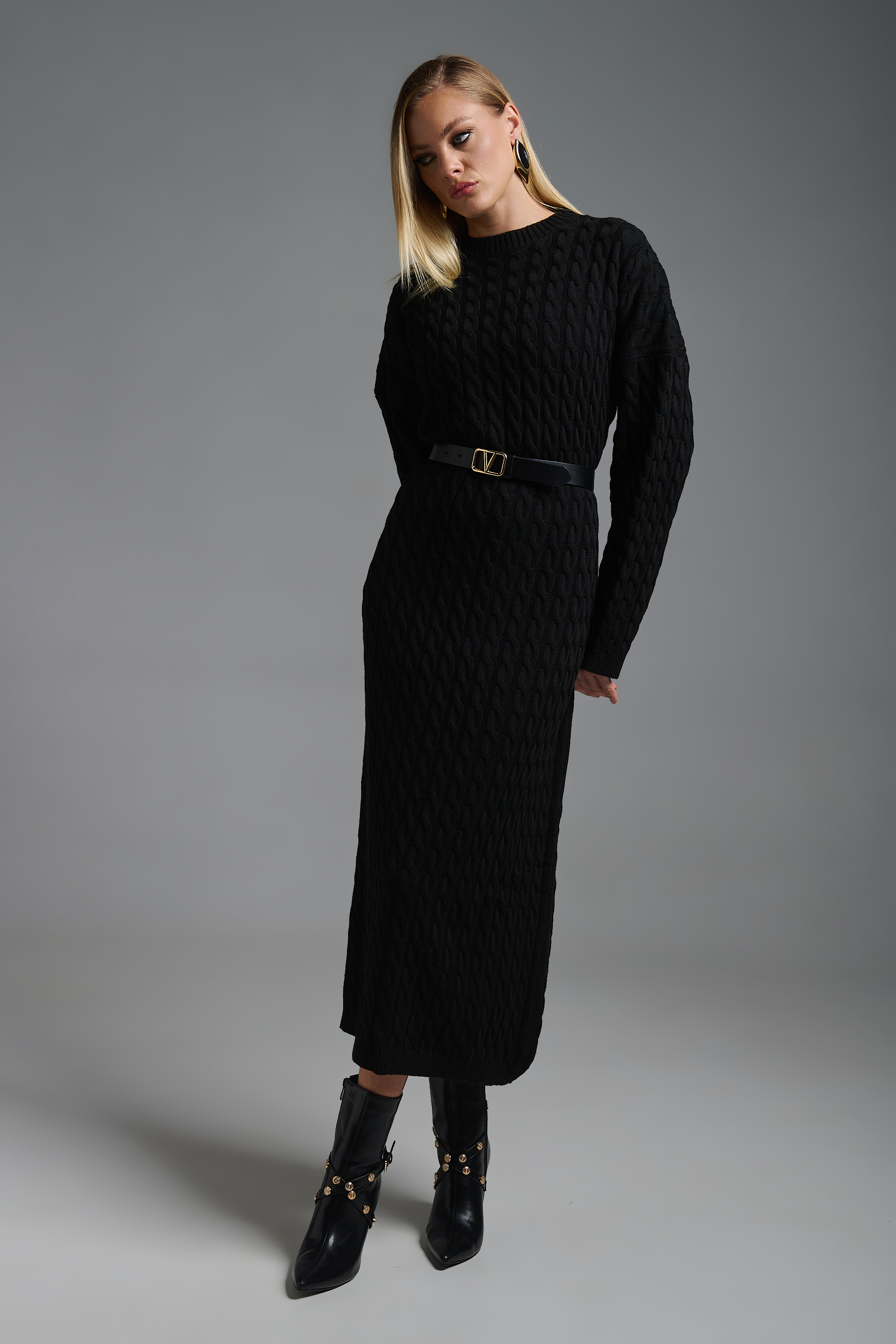 Φόρεμα Πλεκτό Maxi Με Πλεξούδες