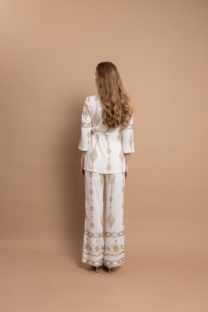 Σετ Παντελόνι & Κιμονό Με Χρυσό Κέντημα OPEN φωτογραφία