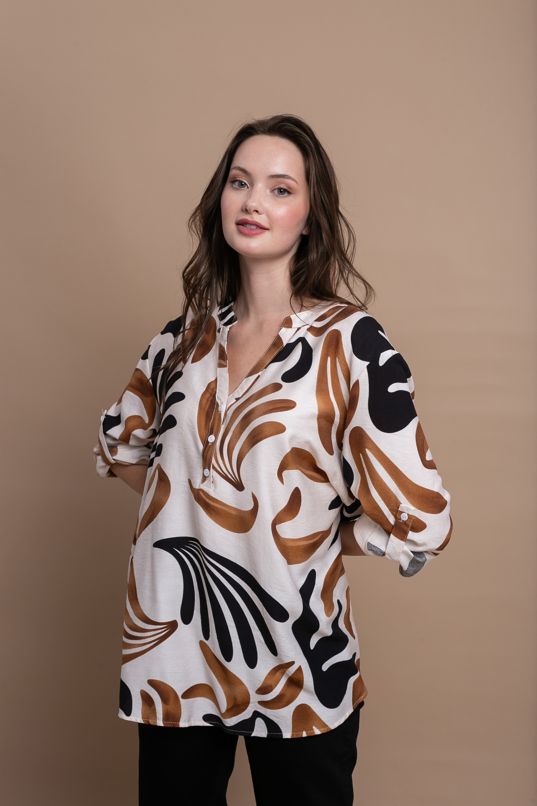 Πουκαμίσα Με Σχέδιο Loose Fit OPEN φωτογραφία