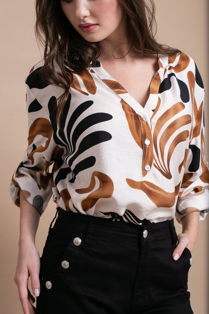 Πουκαμίσα Με Σχέδιο Loose Fit OPEN φωτογραφία