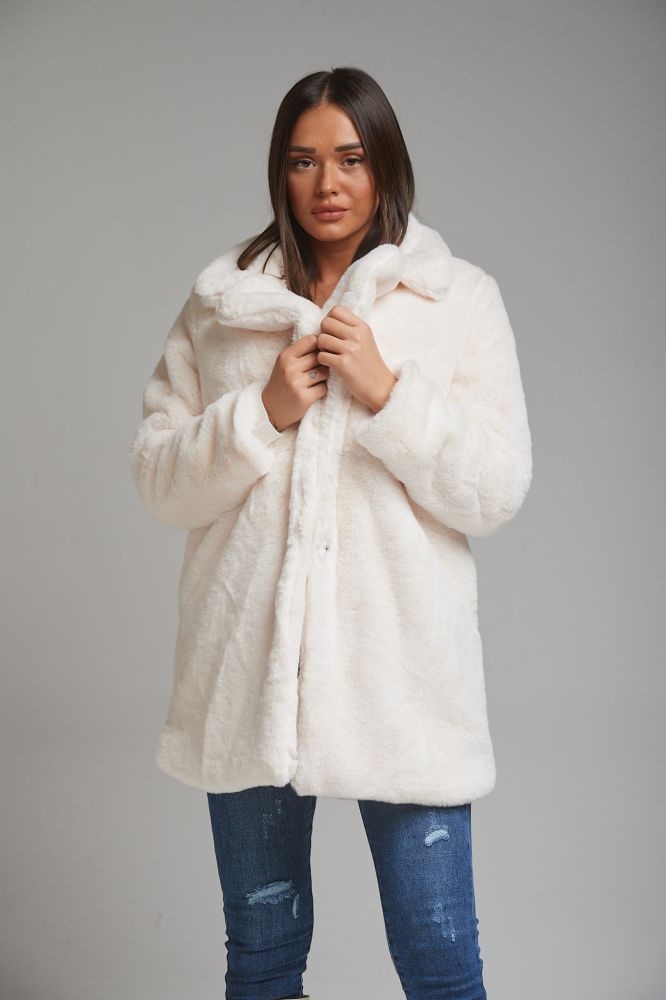 Γούνα Faux Fur Με Φόδρα & Τσέπες