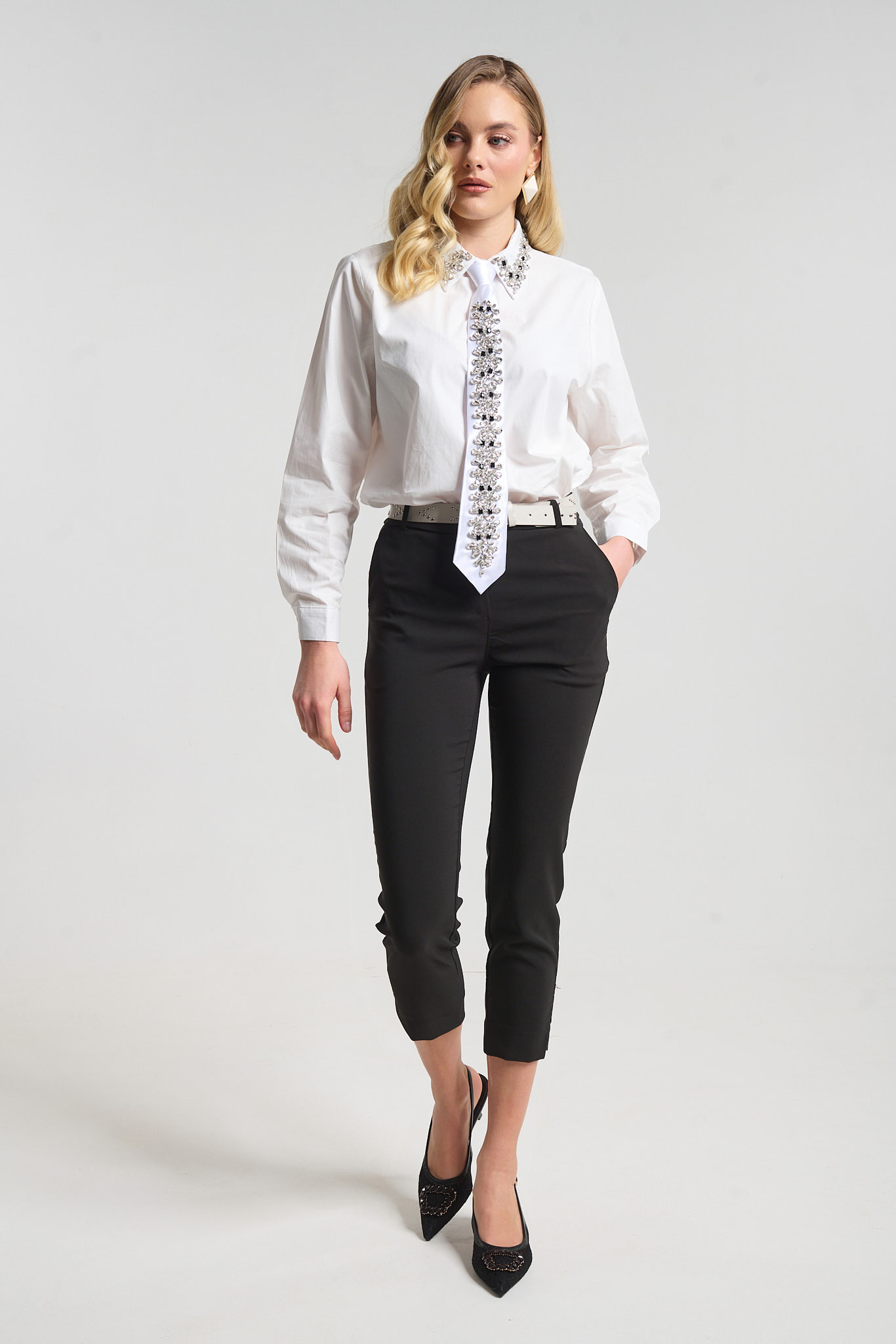 Παντελόνι Tailored Slim Fit Με Ζώνη