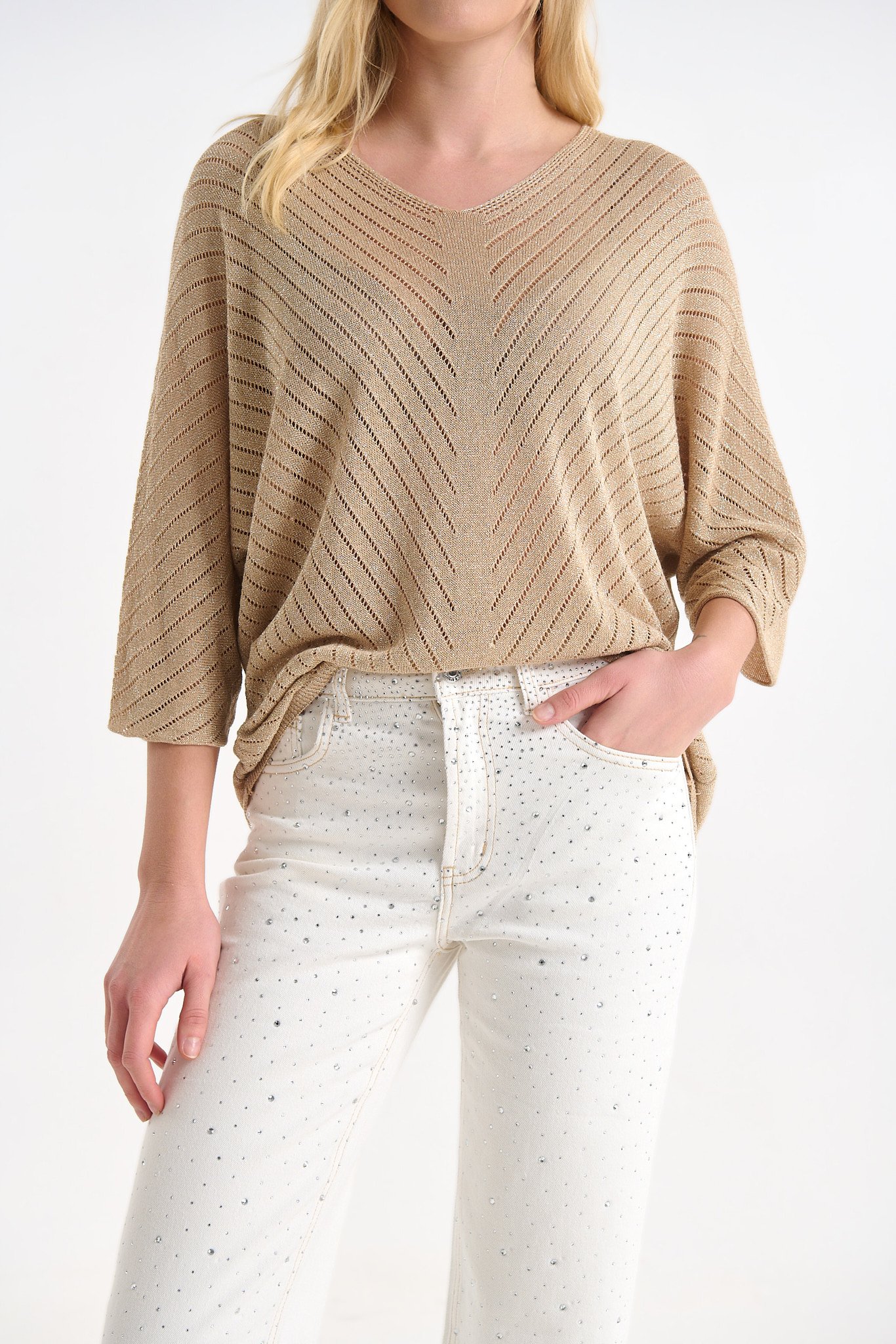 Μπλούζα Πλεκτή Με Λούρεξ Και Διακριτική Λάμψη