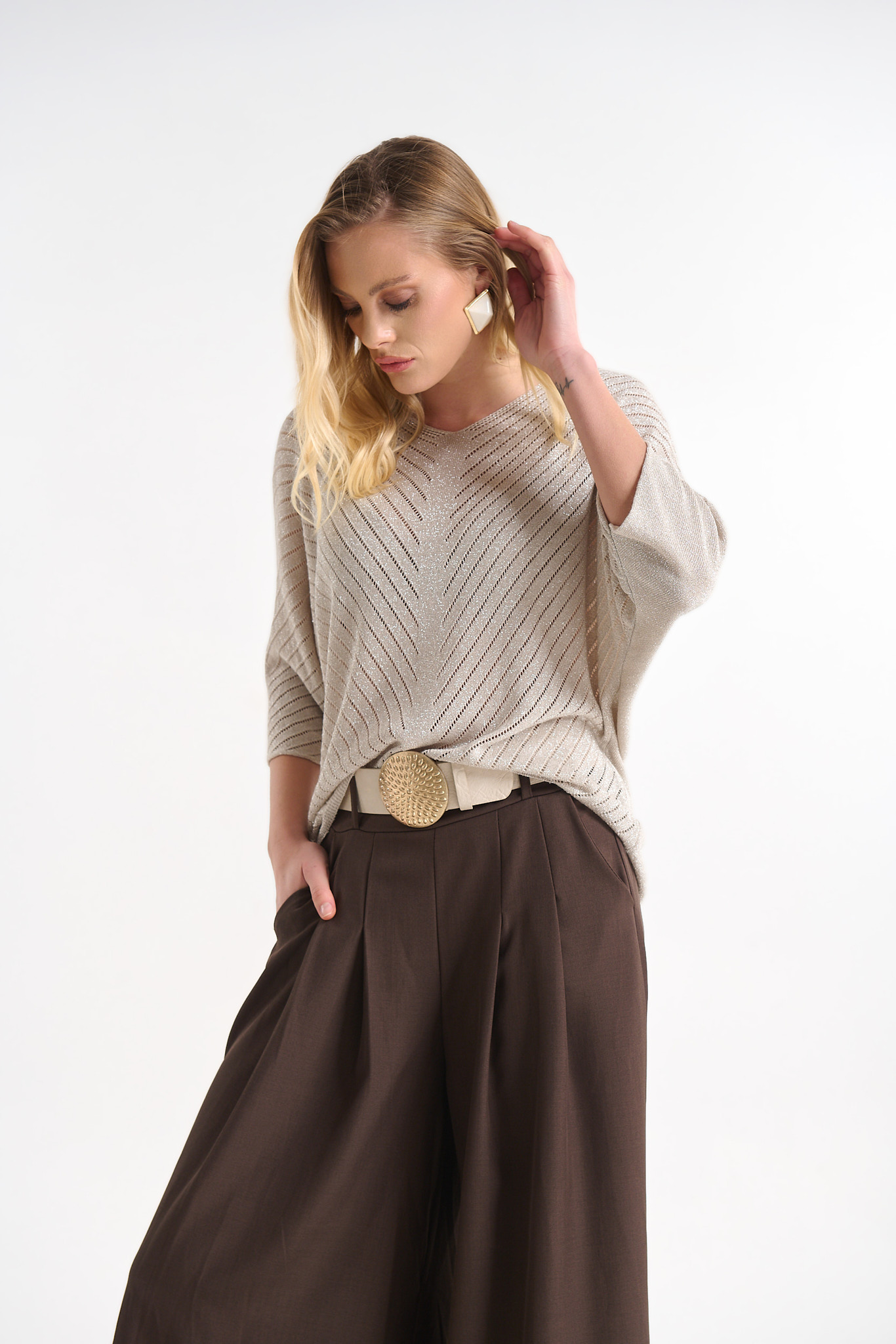 Μπλούζα Πλεκτή Με Λούρεξ Και Διακριτική Λάμψη