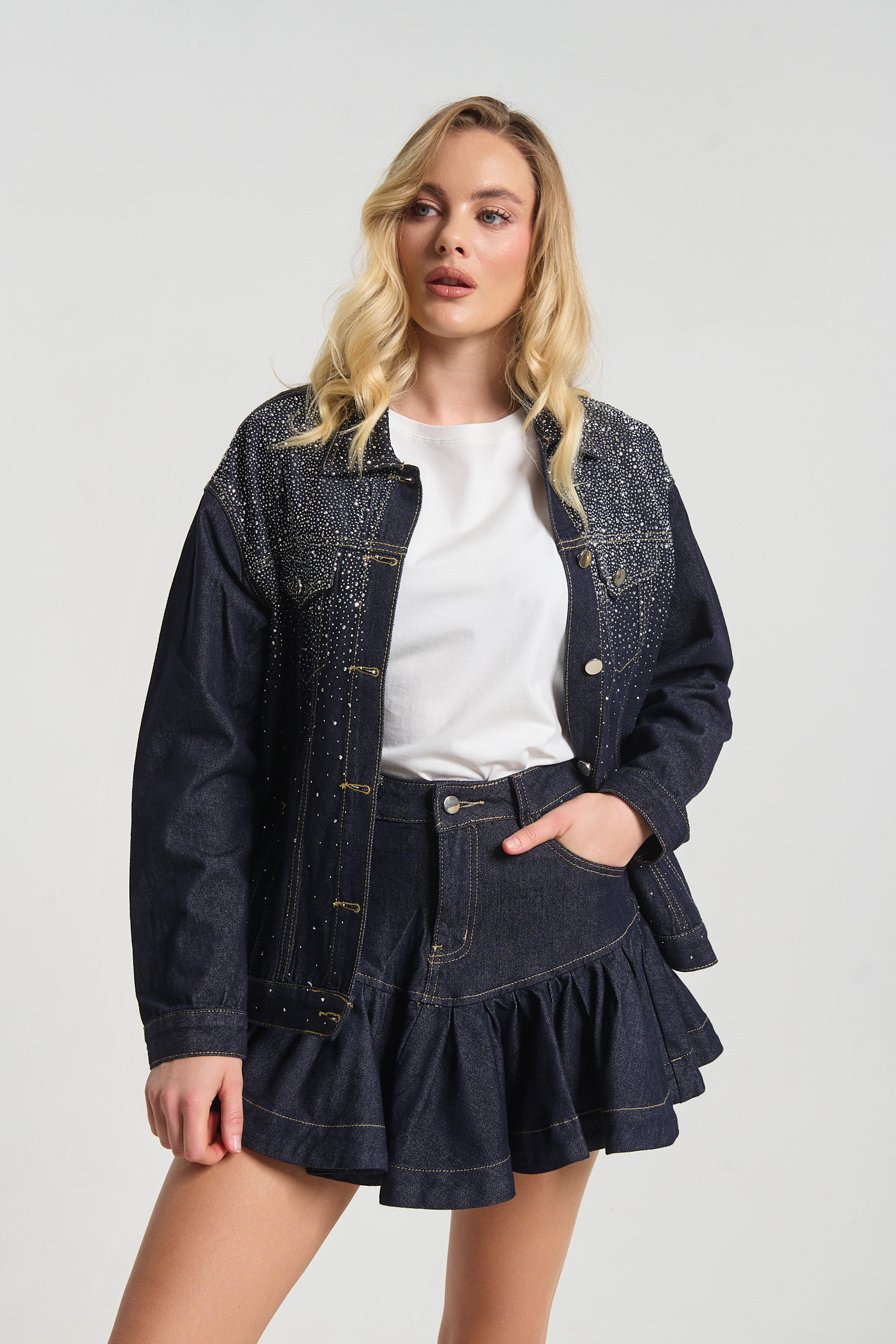 Μπουφάν Τζιν Με Στρας φωτογραφία