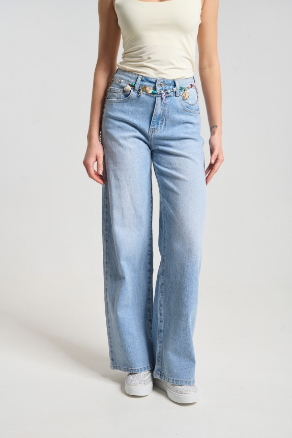 Τζιν Παντελόνι Wide Leg Ψηλόμεσο