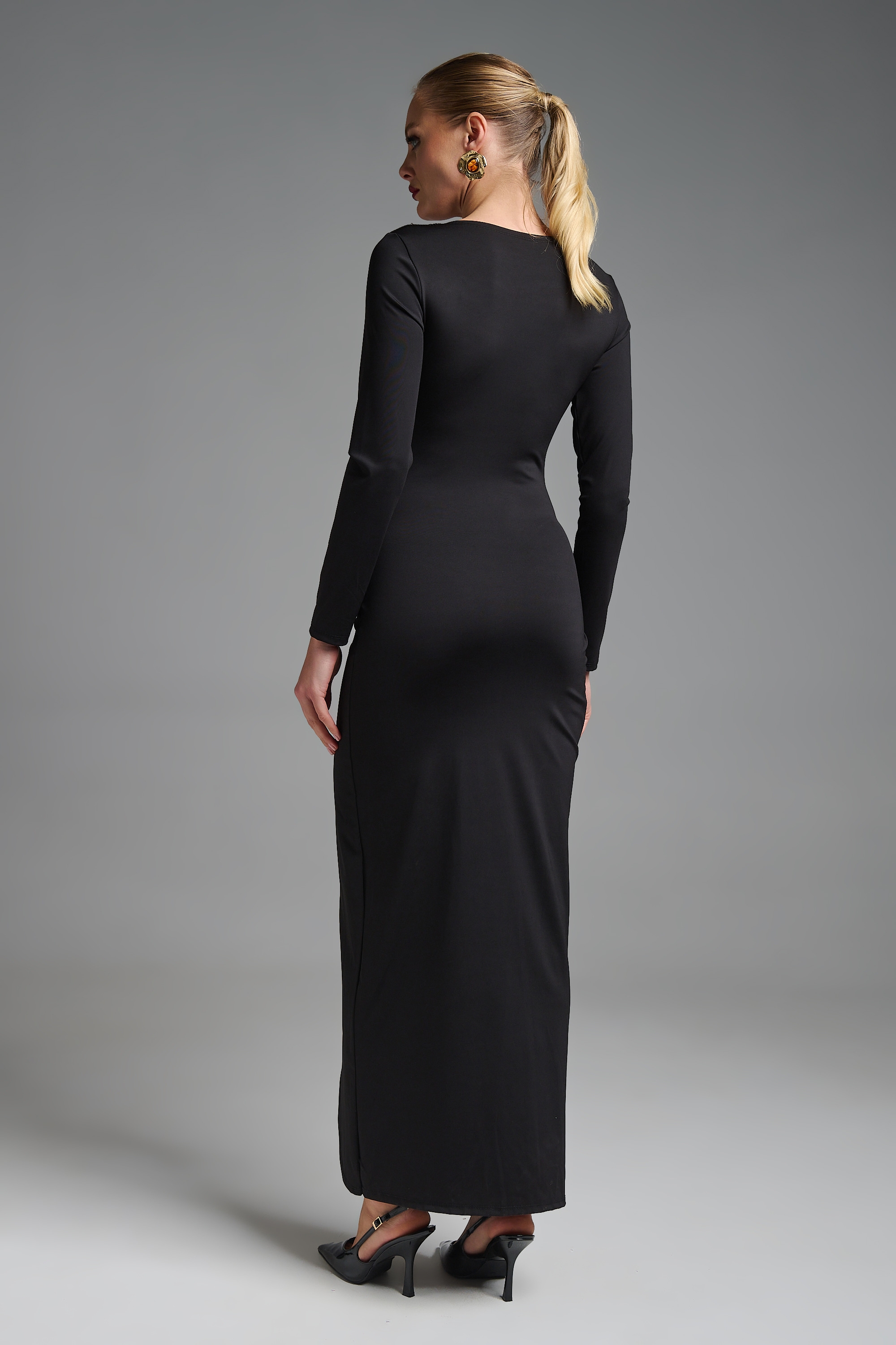 Long Evening Dress with Cups & Side Slit