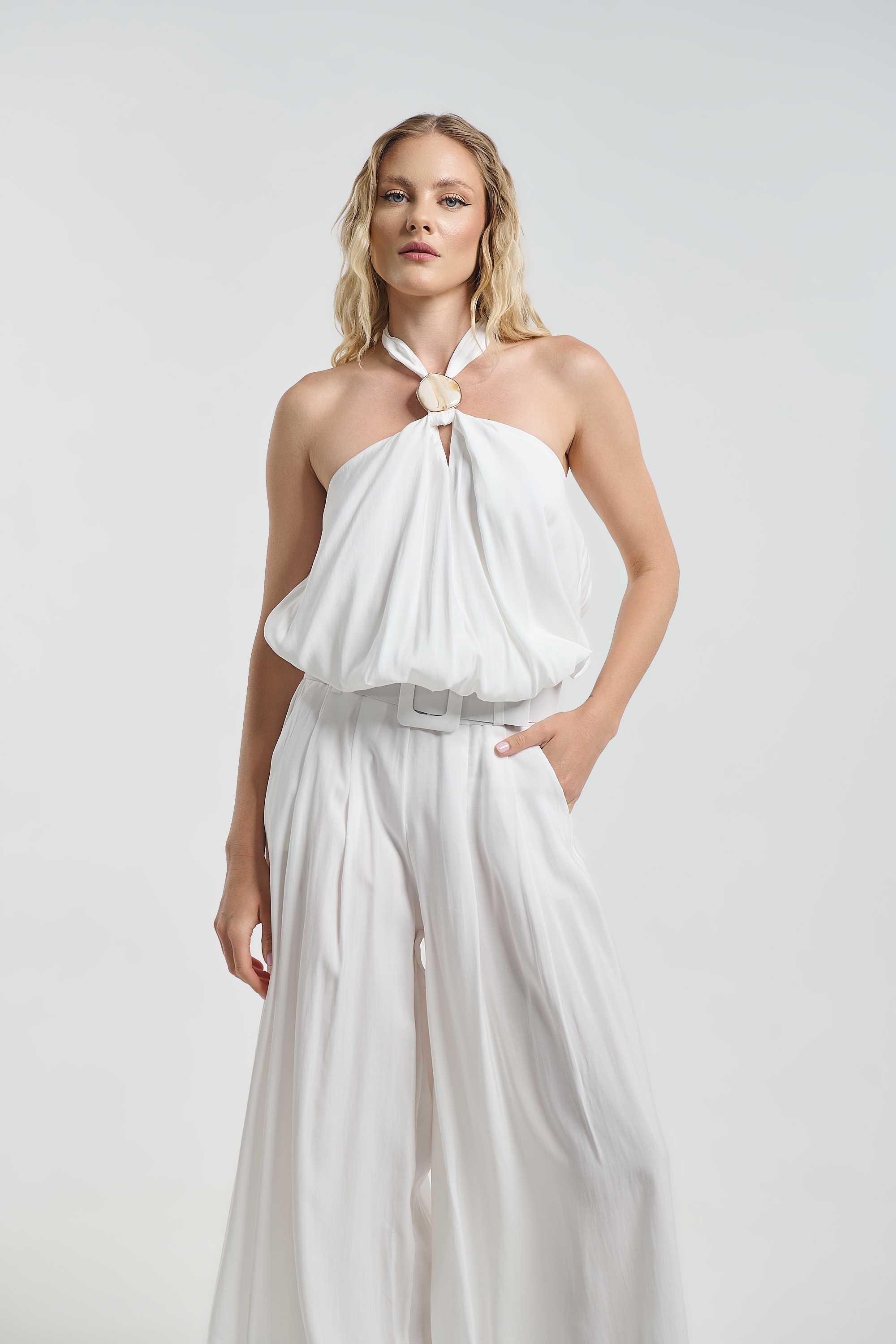 Wide Leg Co-ord Set with Belt Detail