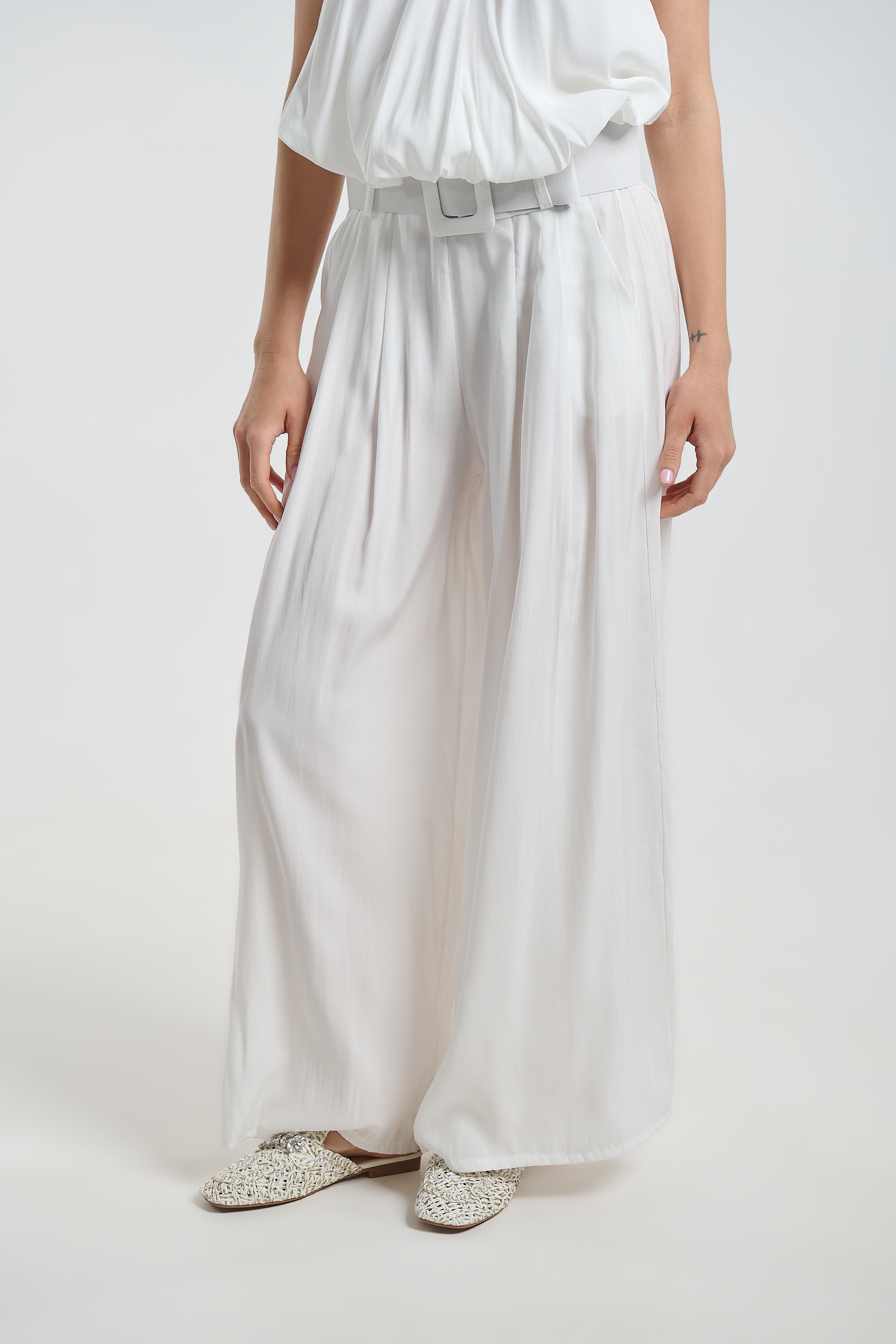 Wide Leg Co-ord Set with Belt Detail
