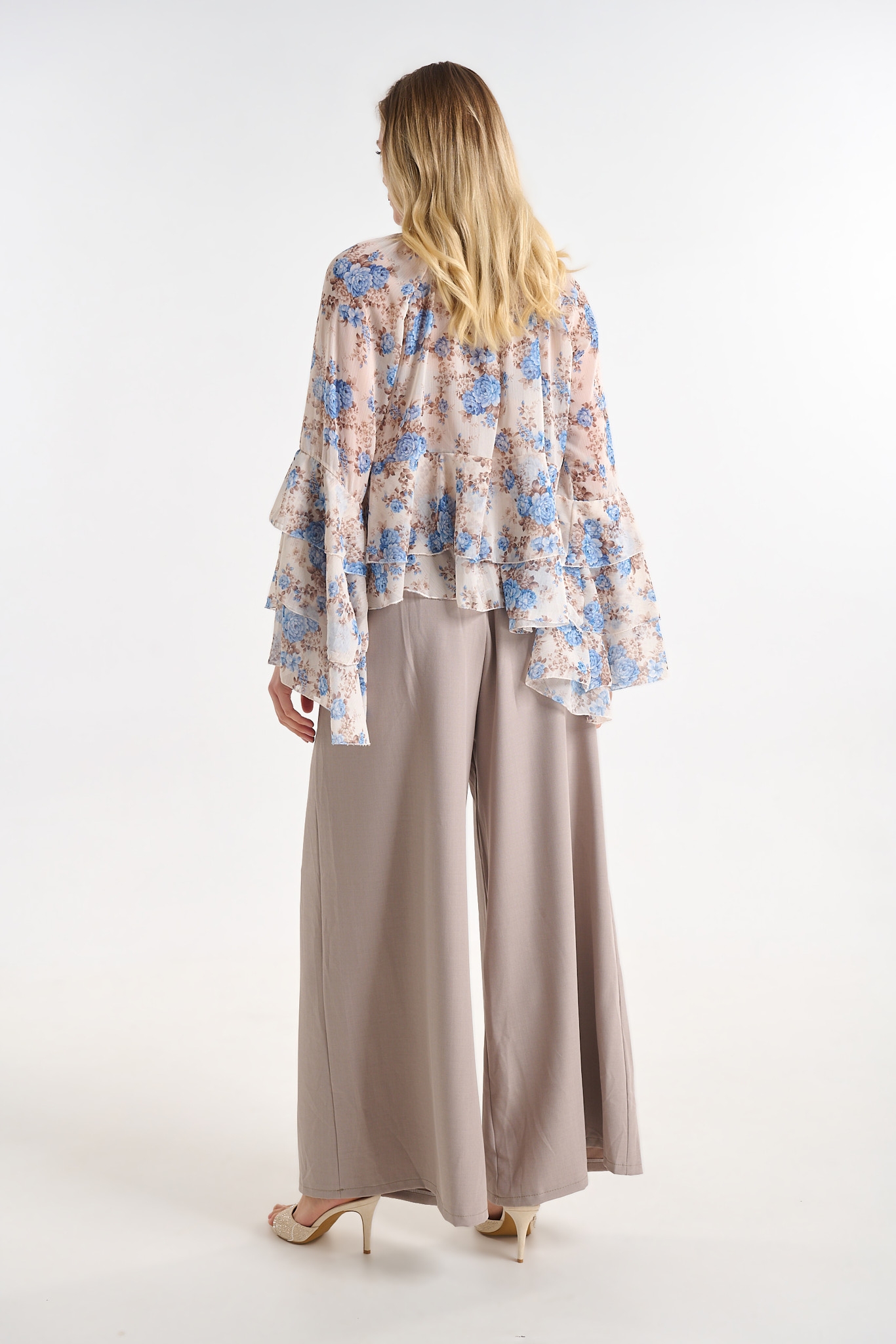 Wide Leg High-Waist Trousers with Belt Detail
