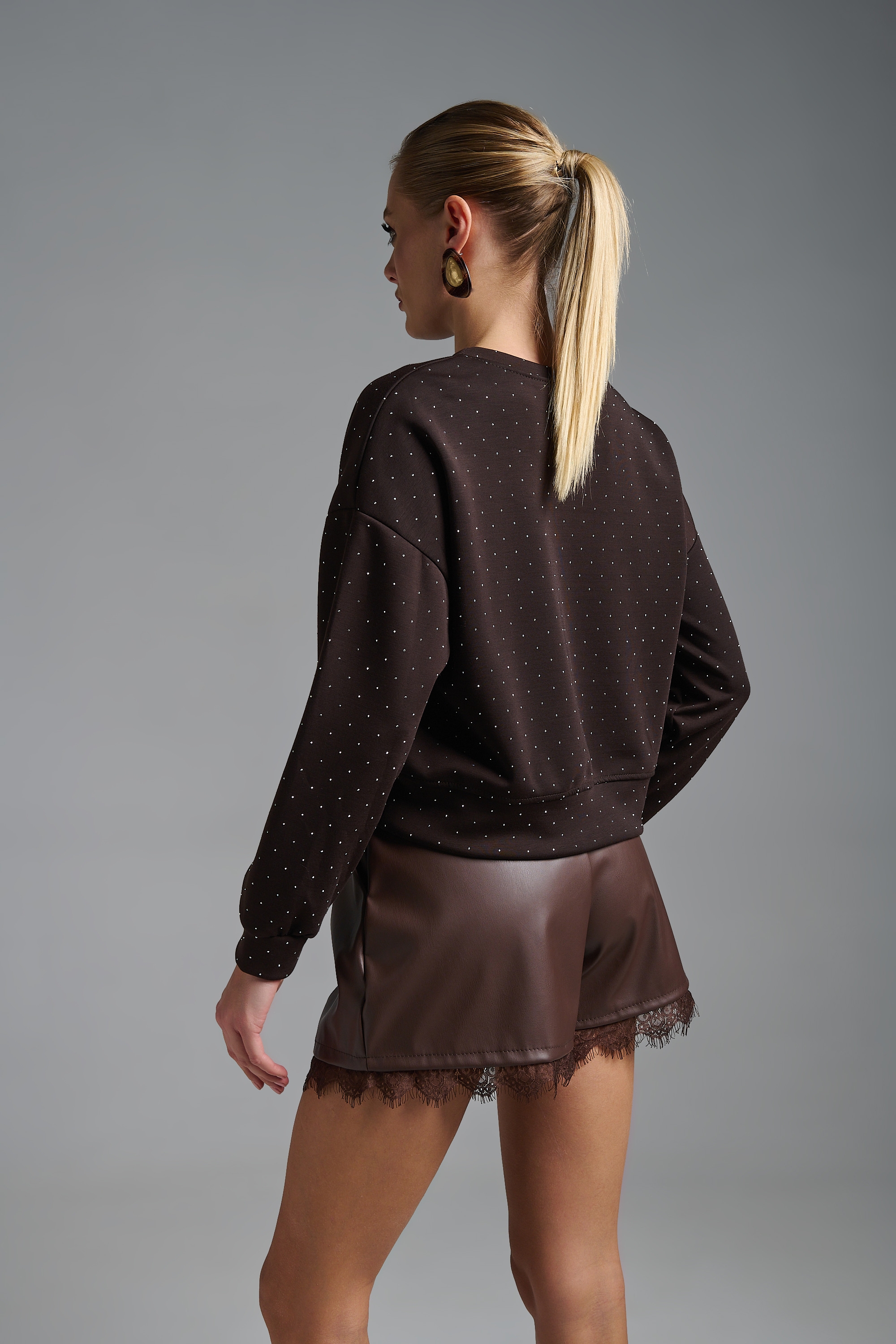 Sweatshirt with Crystal Studs