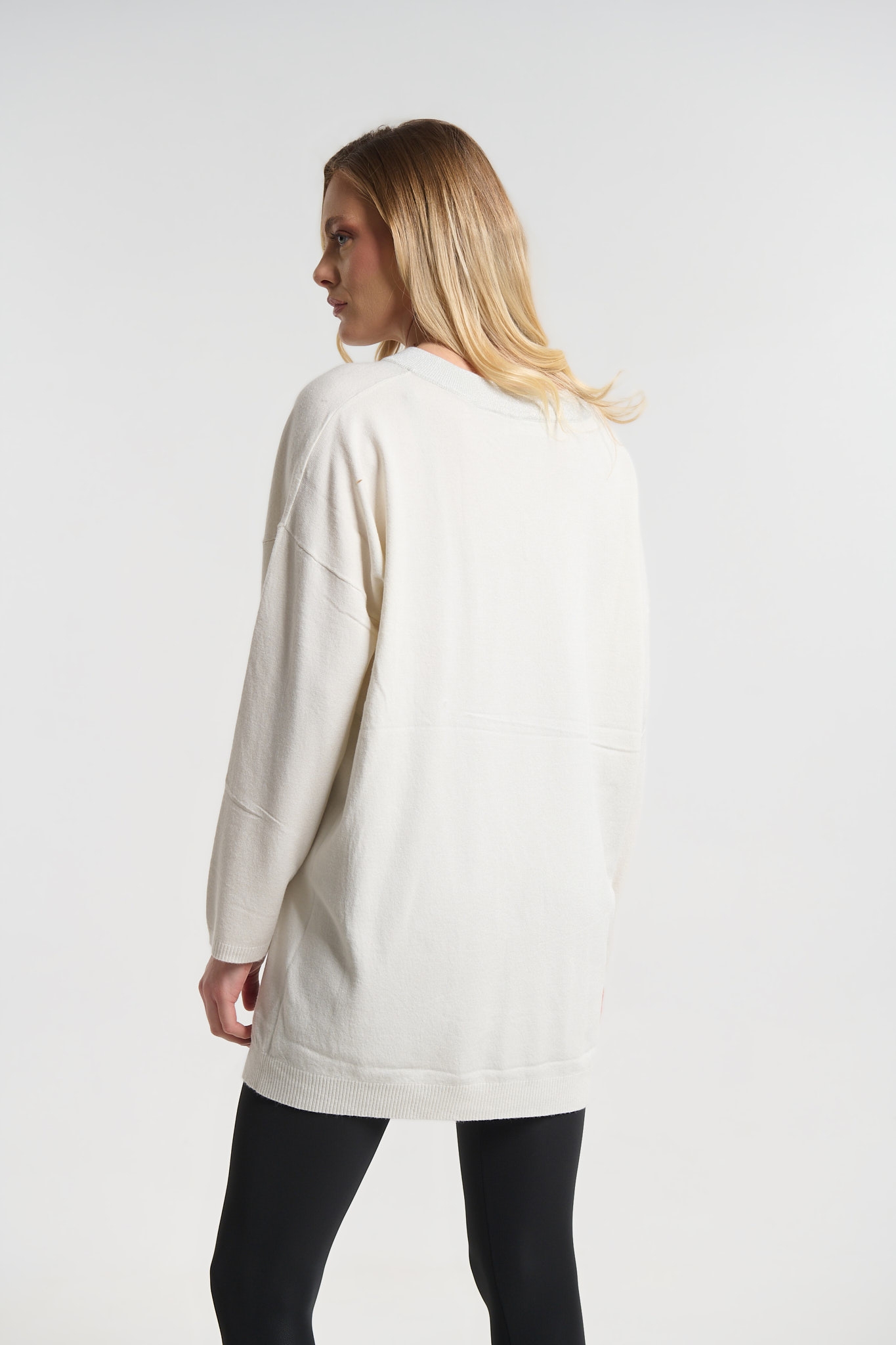 Μπλούζα Πλεκτή Oversized Με V Λαιμόκοψη