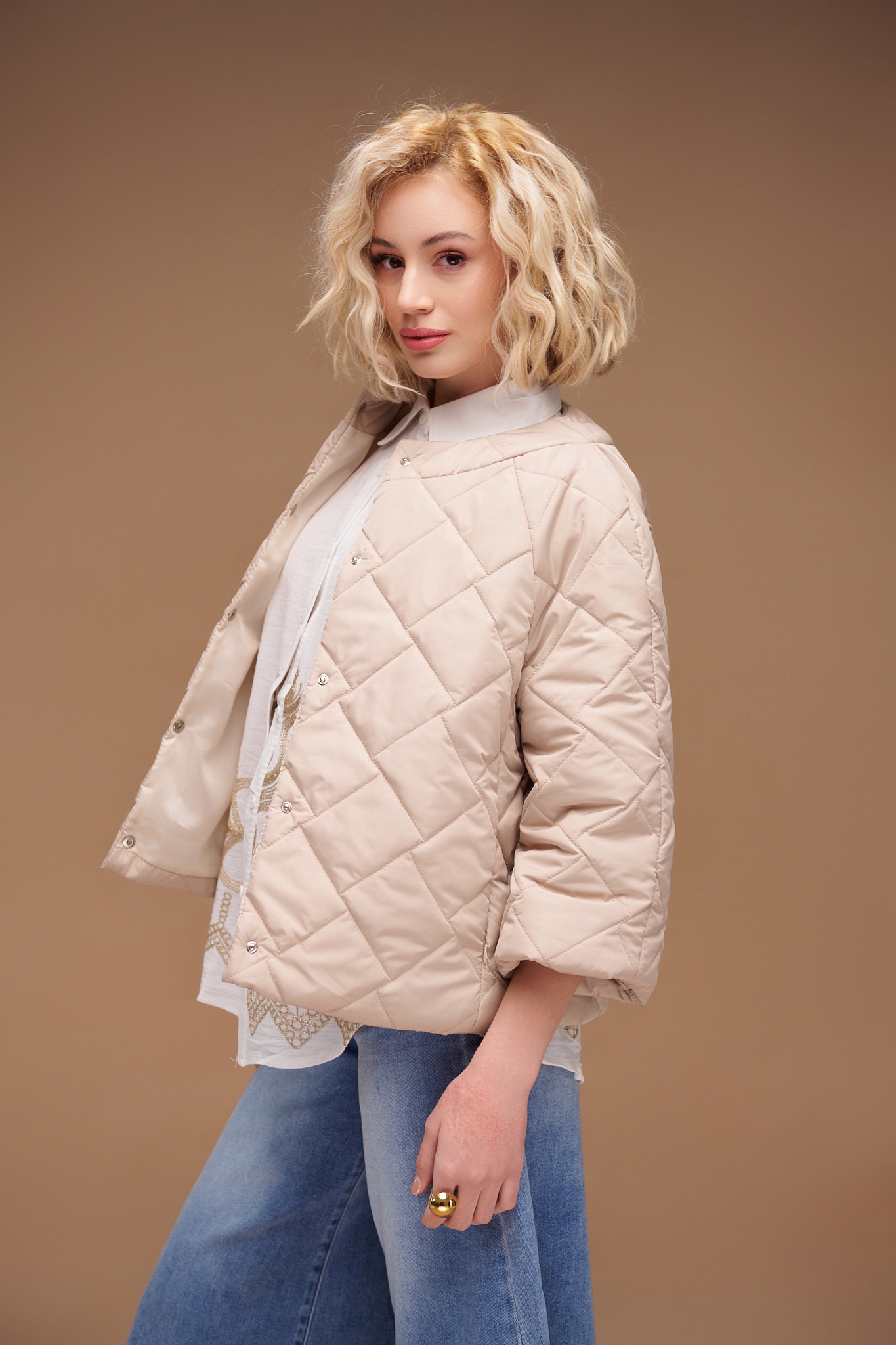 Μπουφάν Καπιτονέ 3/4 Μανίκι Με Κρυφές Τσέπες