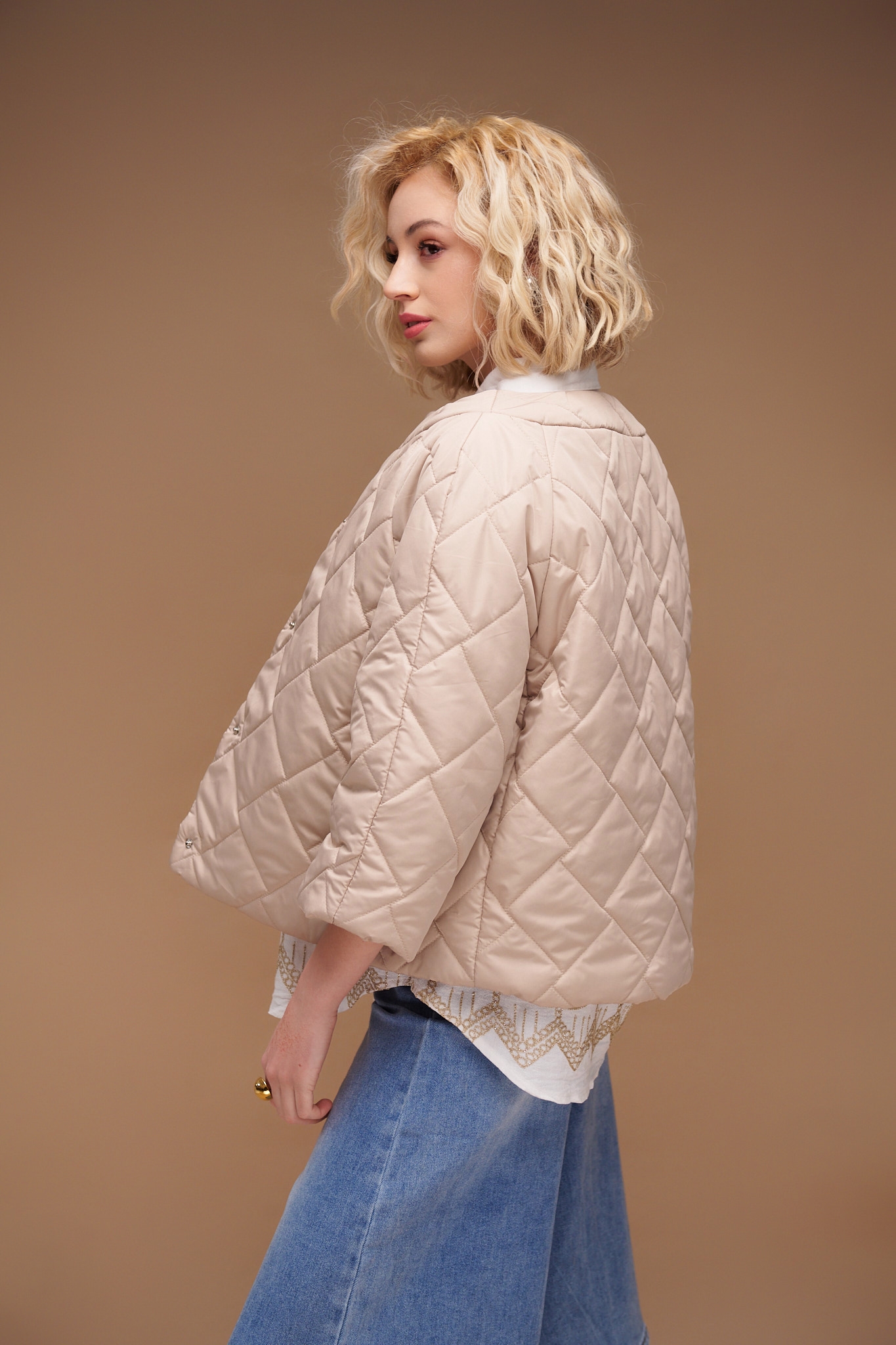 Μπουφάν Καπιτονέ 3/4 Μανίκι Με Κρυφές Τσέπες