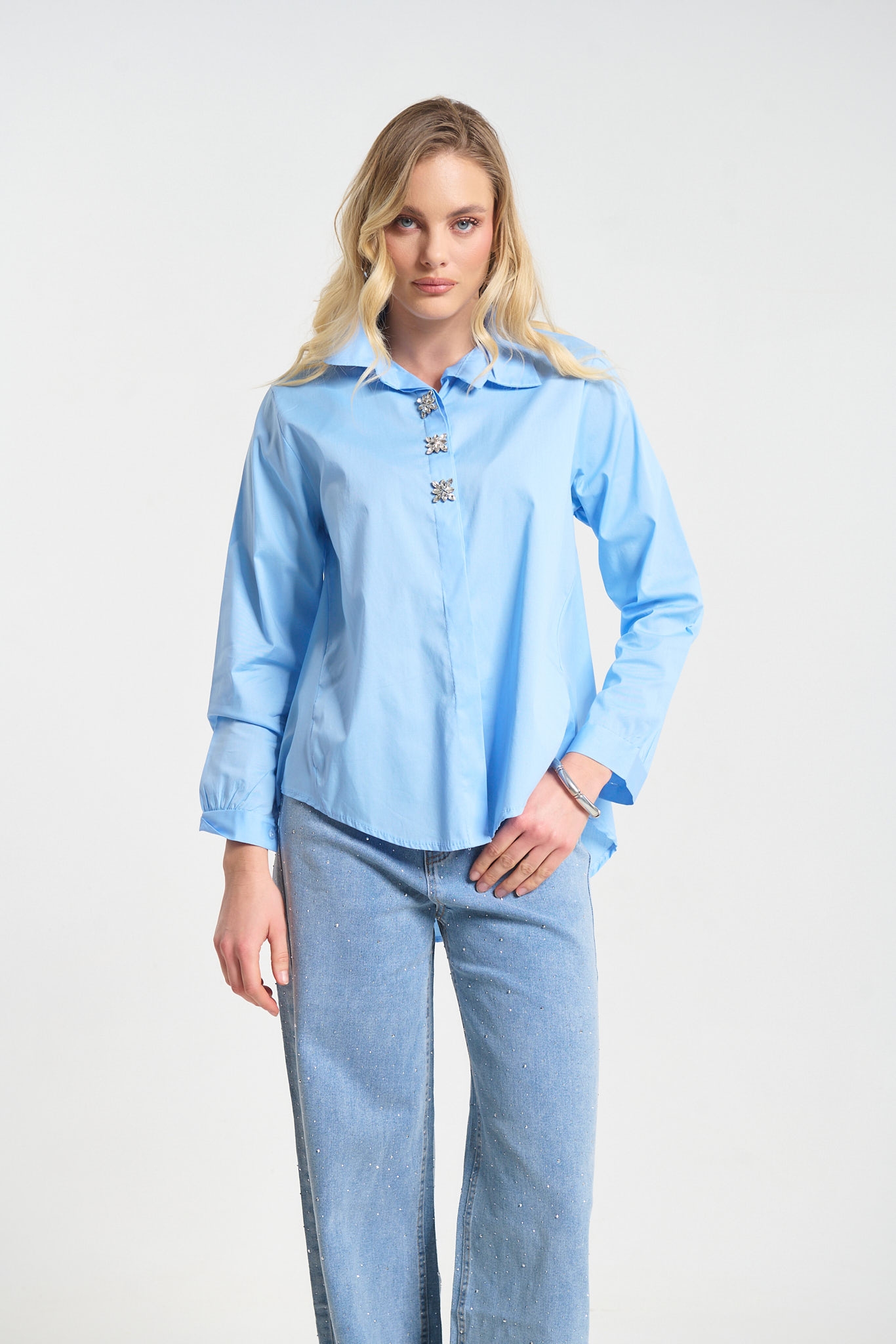 Πουκάμισο Ασύμμετρο Με Διακοσμητικά Κουμπιά 