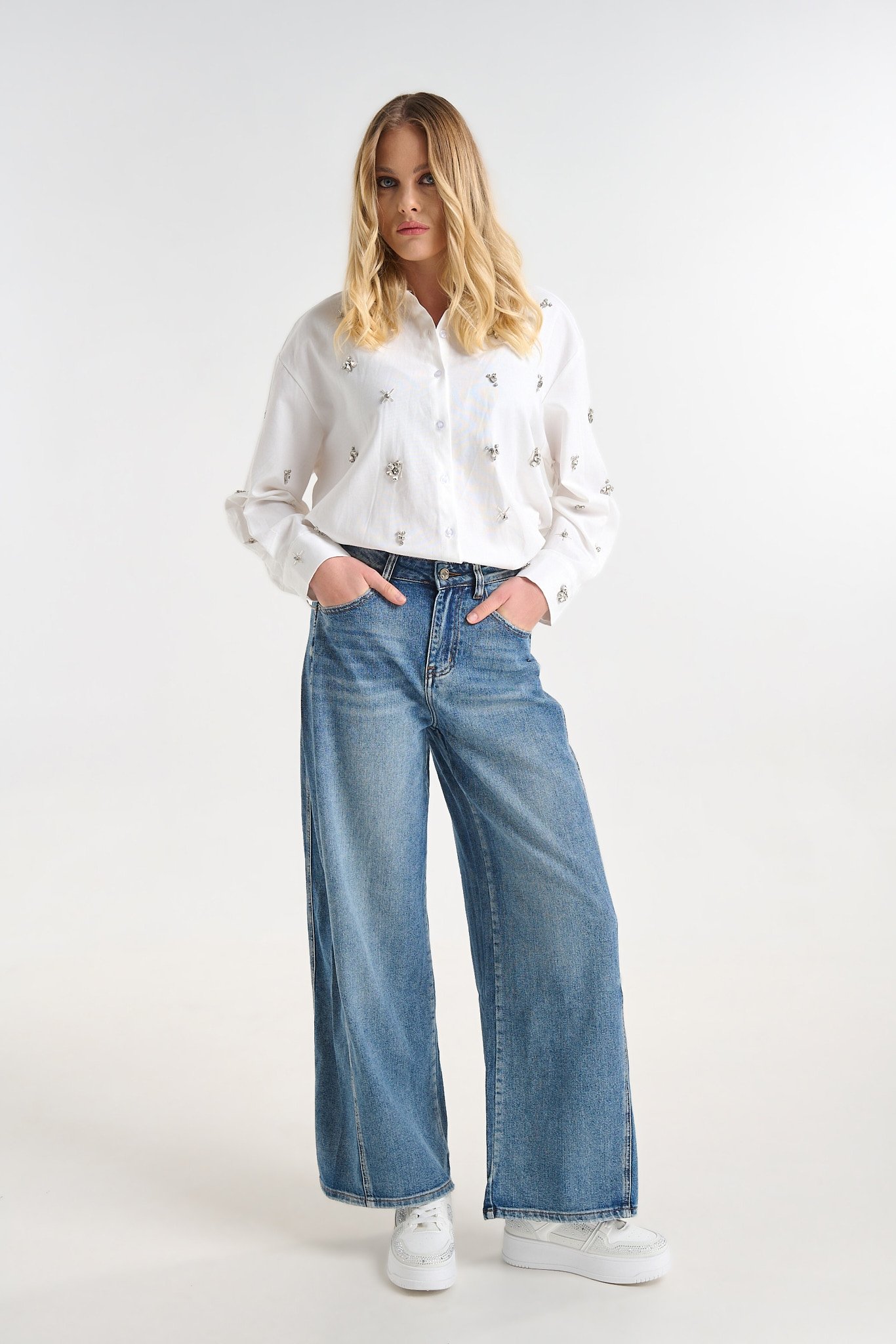 Τζιν Wide Leg Με Ψηλόμεση Γραμμή