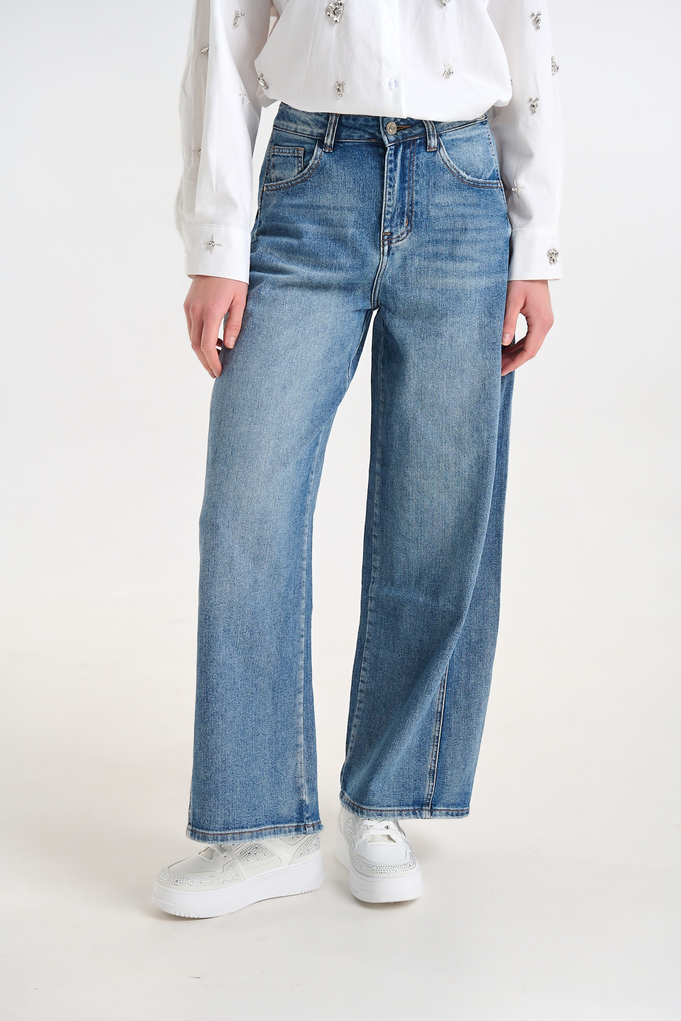 Τζιν Wide Leg Με Ψηλόμεση Γραμμή