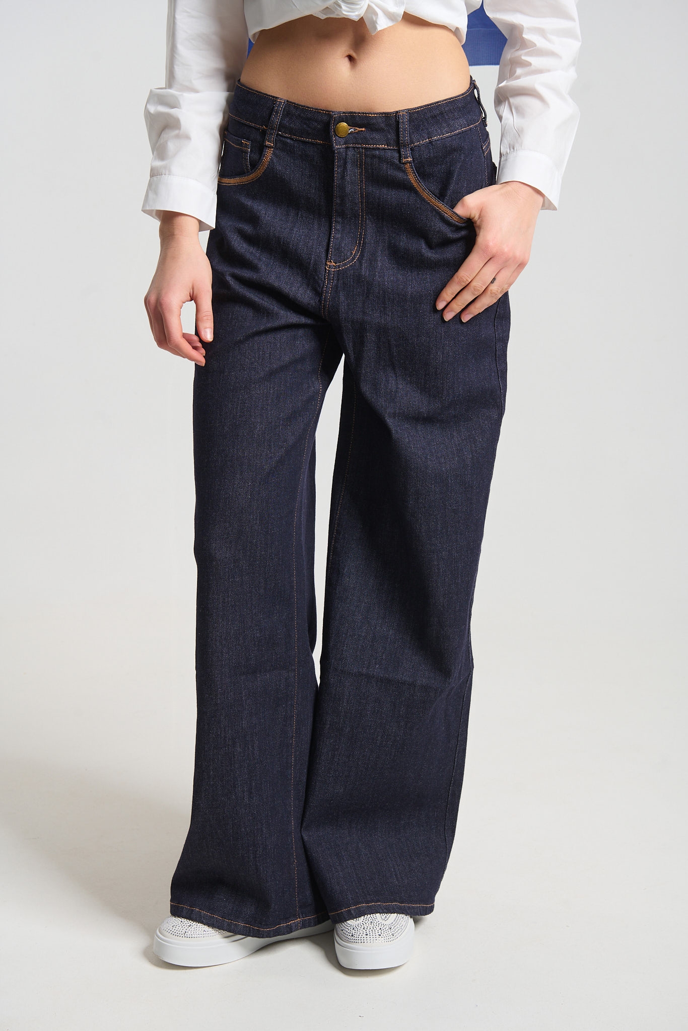 Τζιν Παντελόνι Σκουρόχρωμο Wide Leg