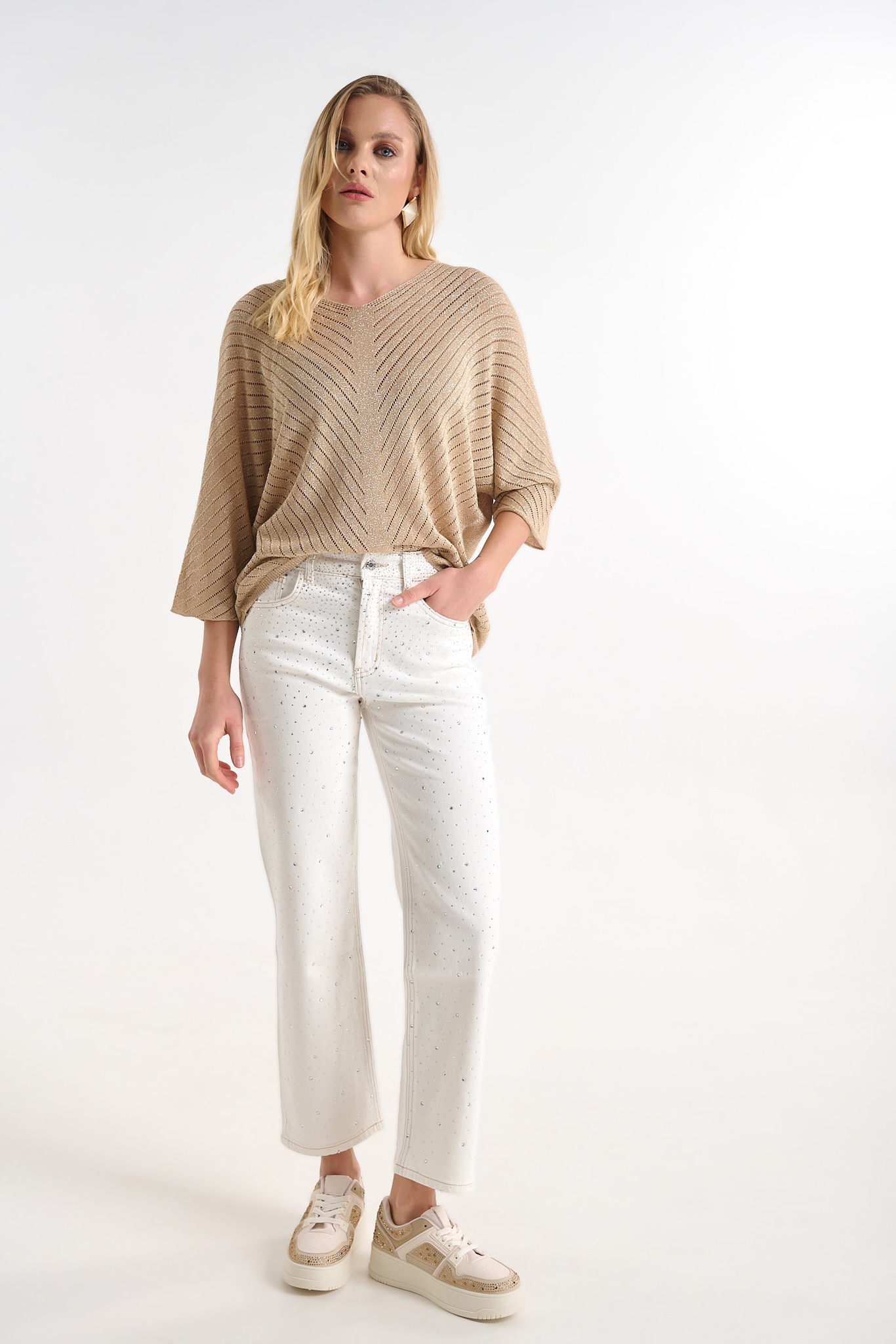 Τζιν Παντελόνι Σε Ίσια Γραμμή Με Στρας