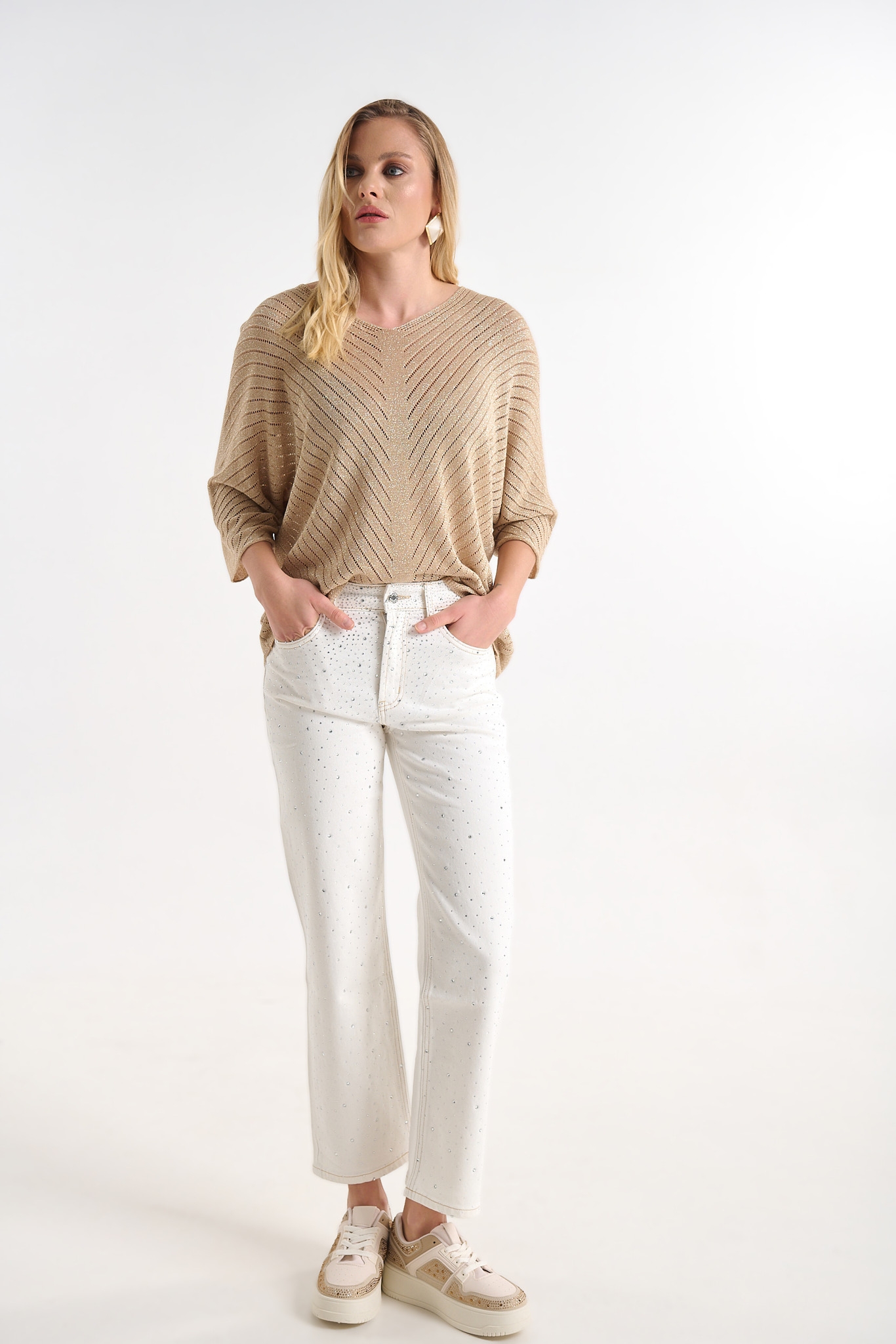 Τζιν Παντελόνι Σε Ίσια Γραμμή Με Στρας