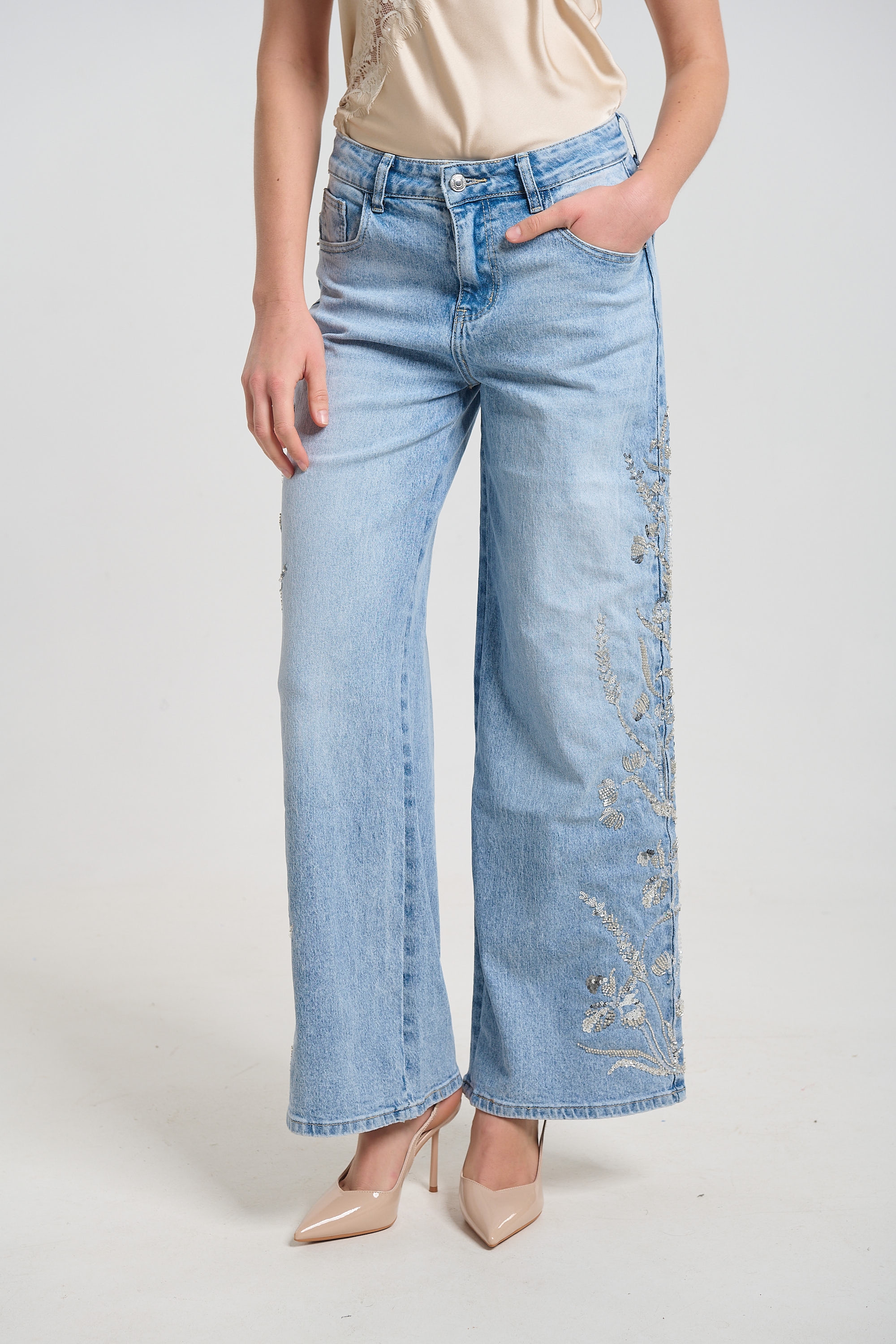 Παντελόνι Τζιν Με Πούλιες & Χάντρες