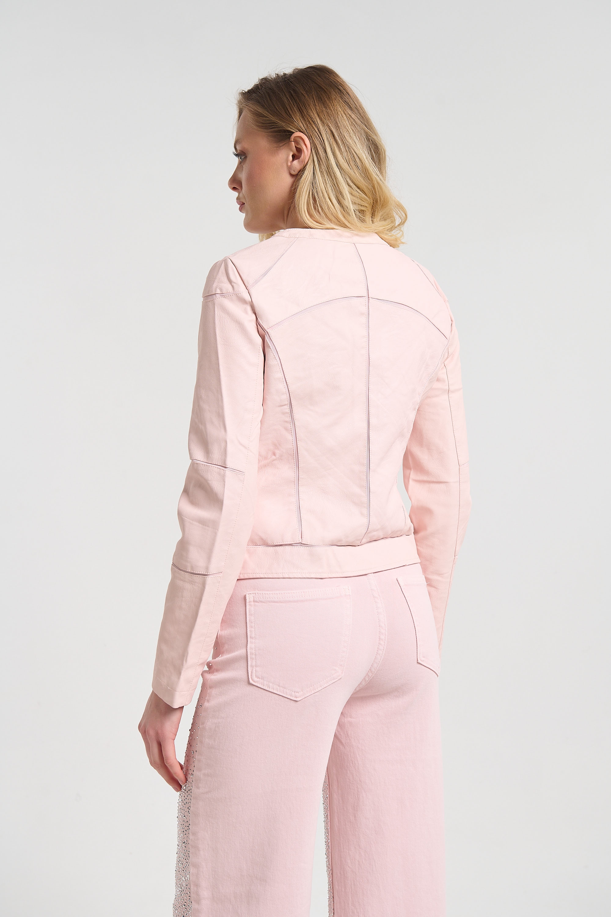 Μπουφάν Δερματίνη Biker Με Λεπτομέρειες Τούλι 