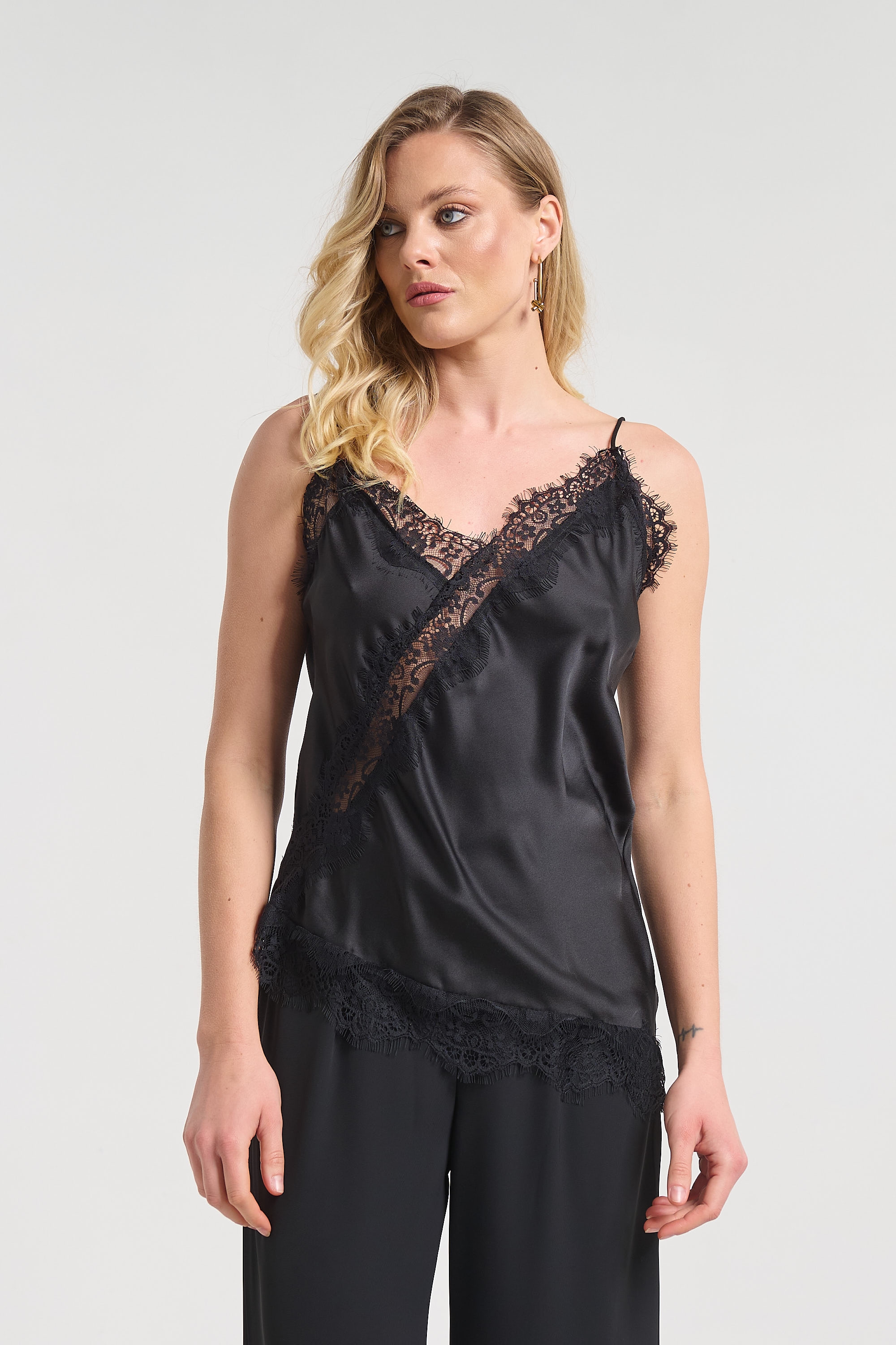 Τοπ Σατέν Lingerie Με Δαντέλα