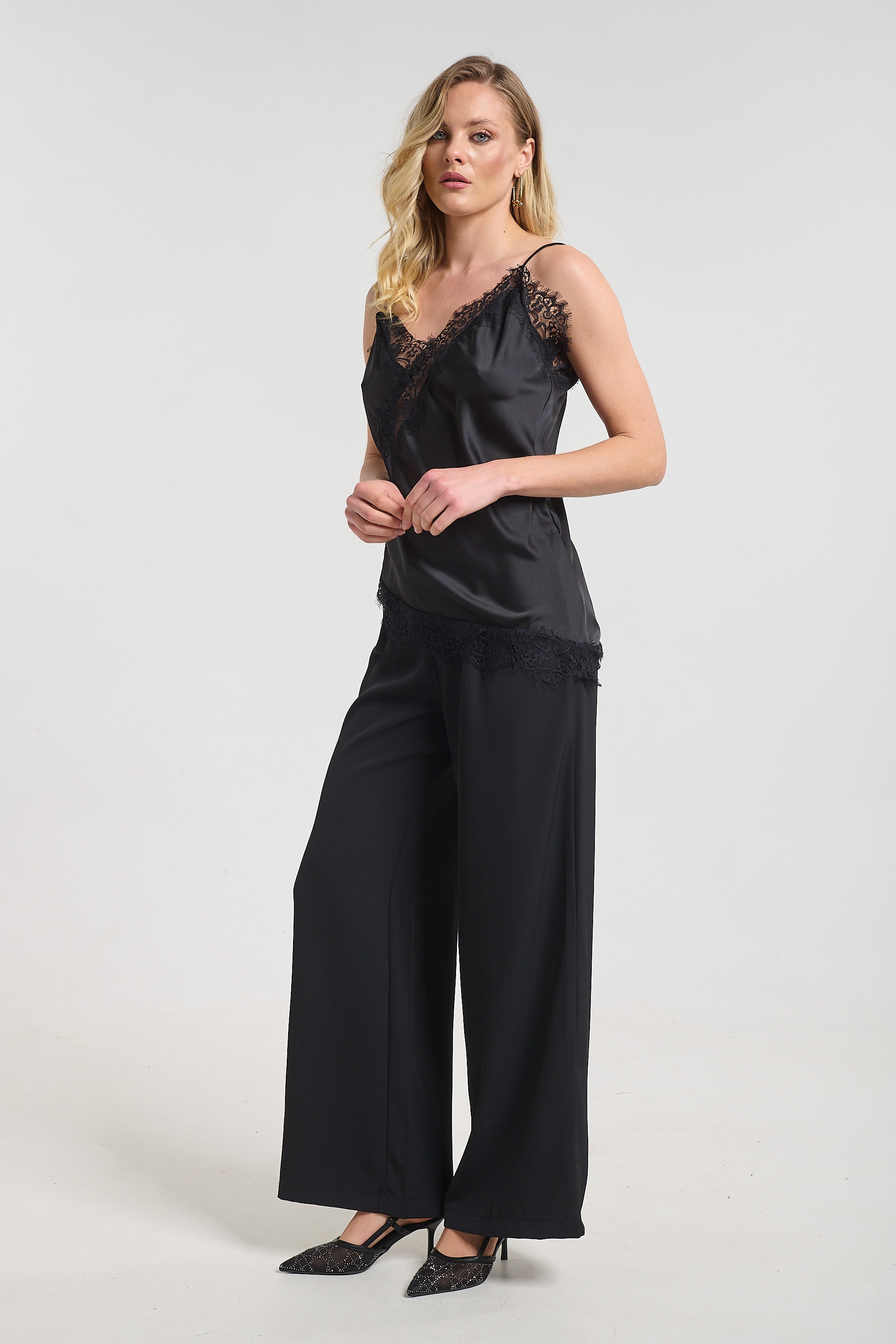 Τοπ Σατέν Lingerie Με Δαντέλα