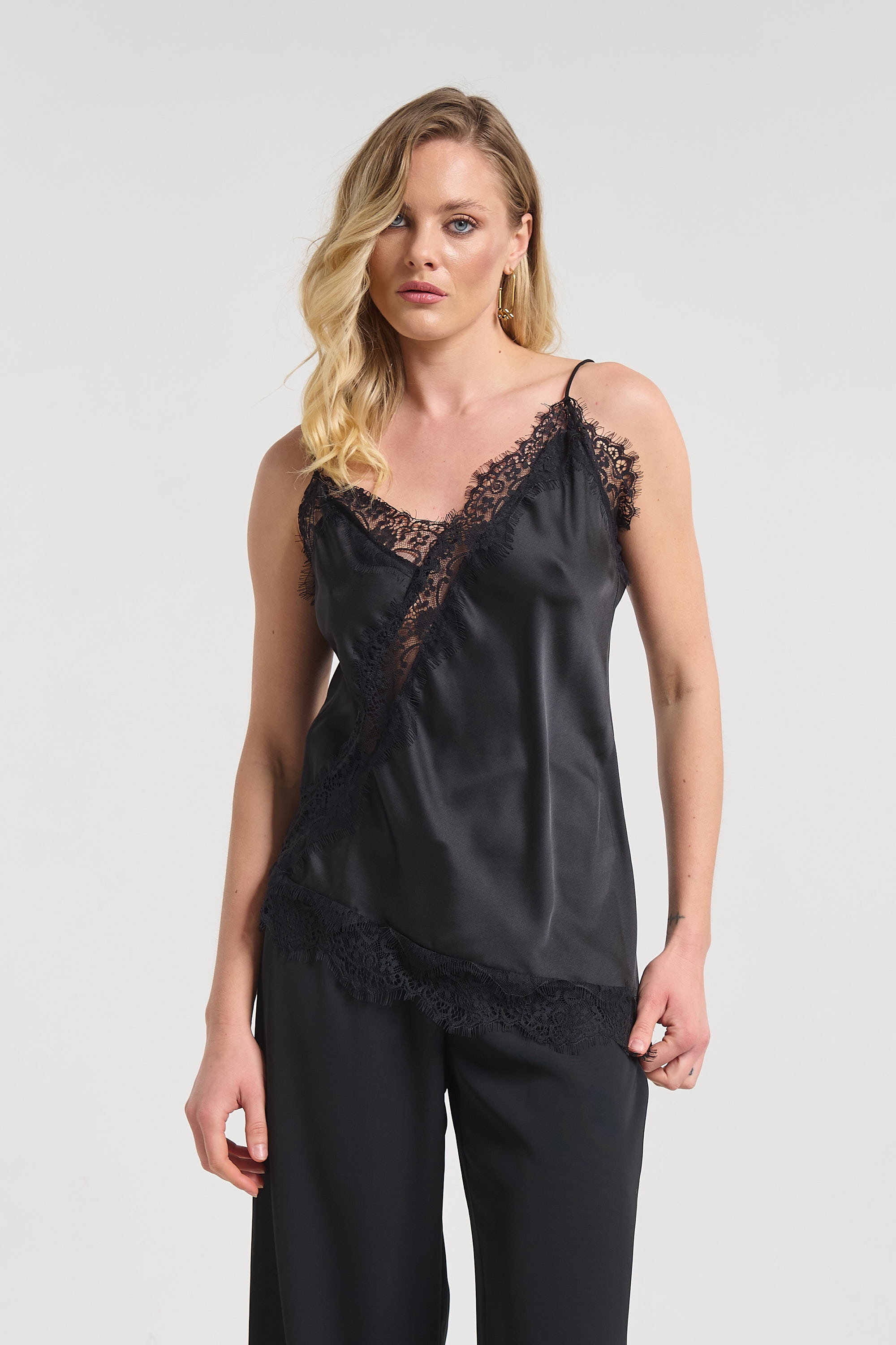 Τοπ Σατέν Lingerie Με Δαντέλα