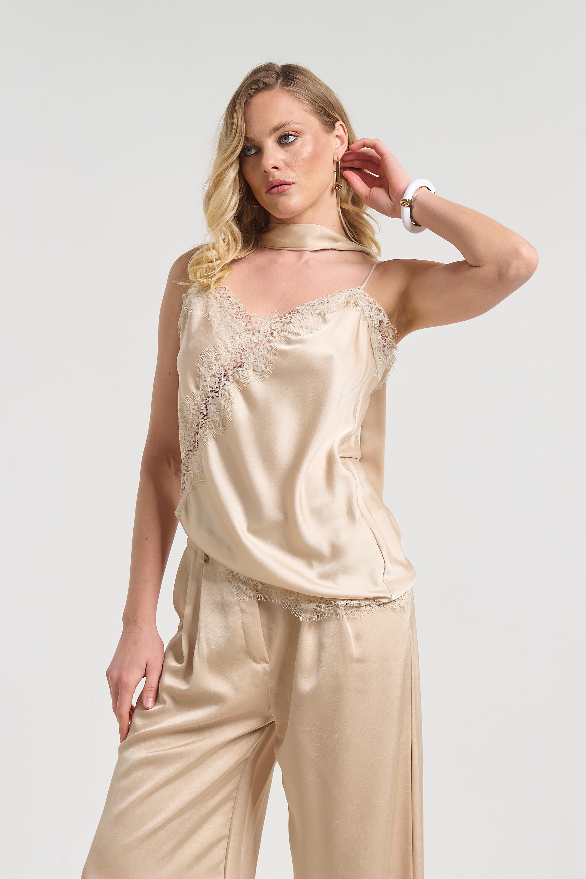 Τοπ Σατέν Lingerie Με Δαντέλα