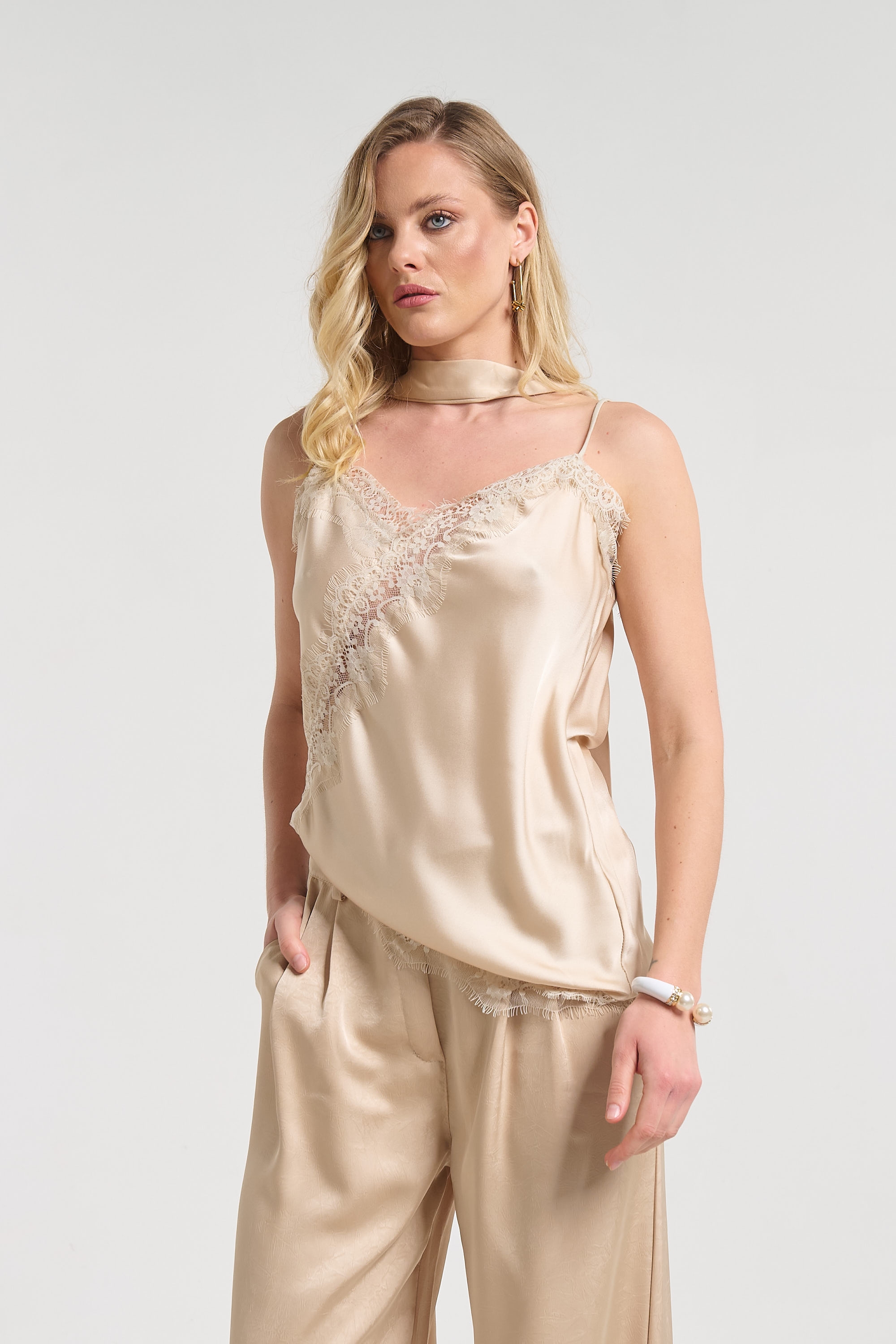 Τοπ Σατέν Lingerie Με Δαντέλα