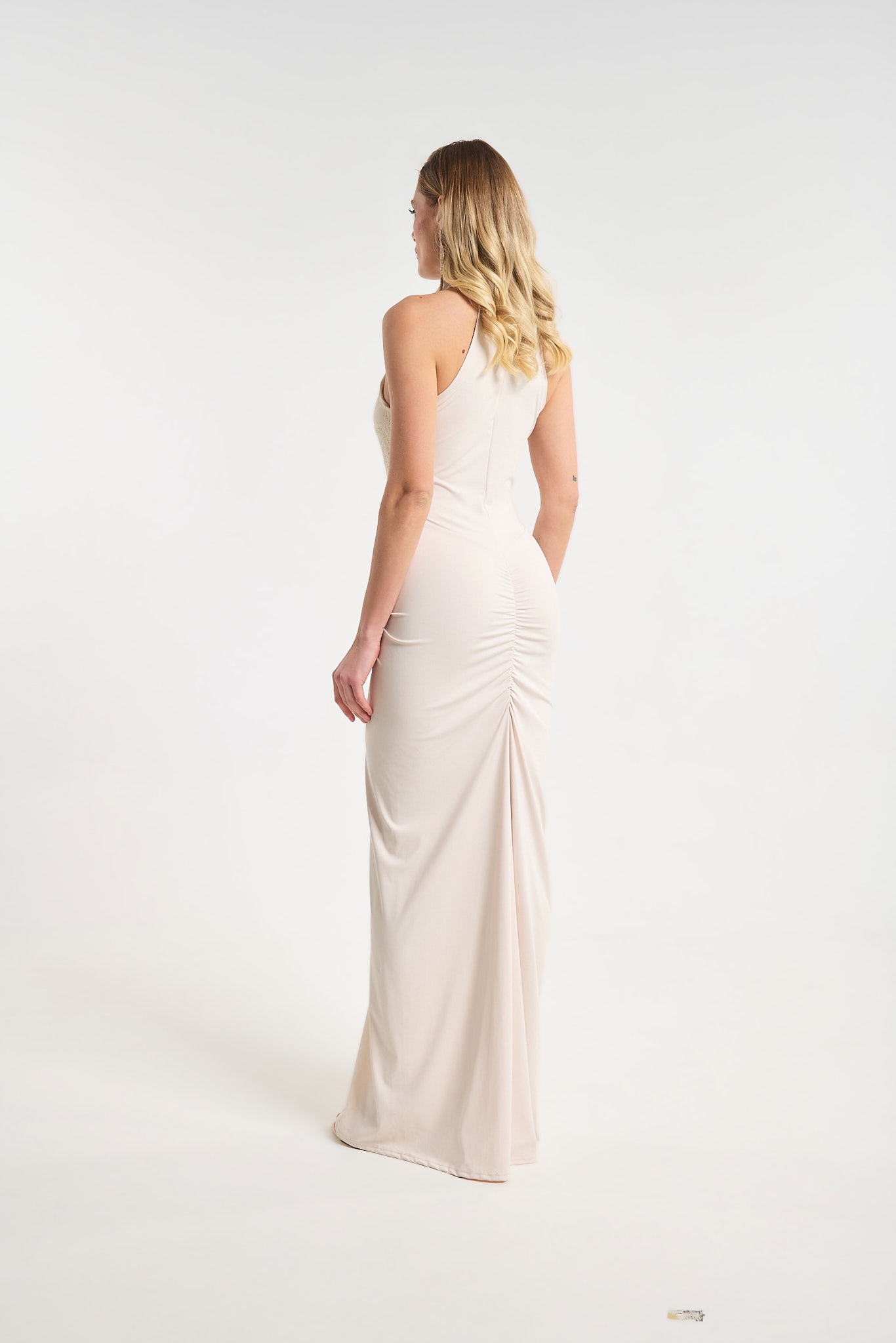 Φόρεμα Maxi Halter Με Δαντέλα & Σκίσιμο