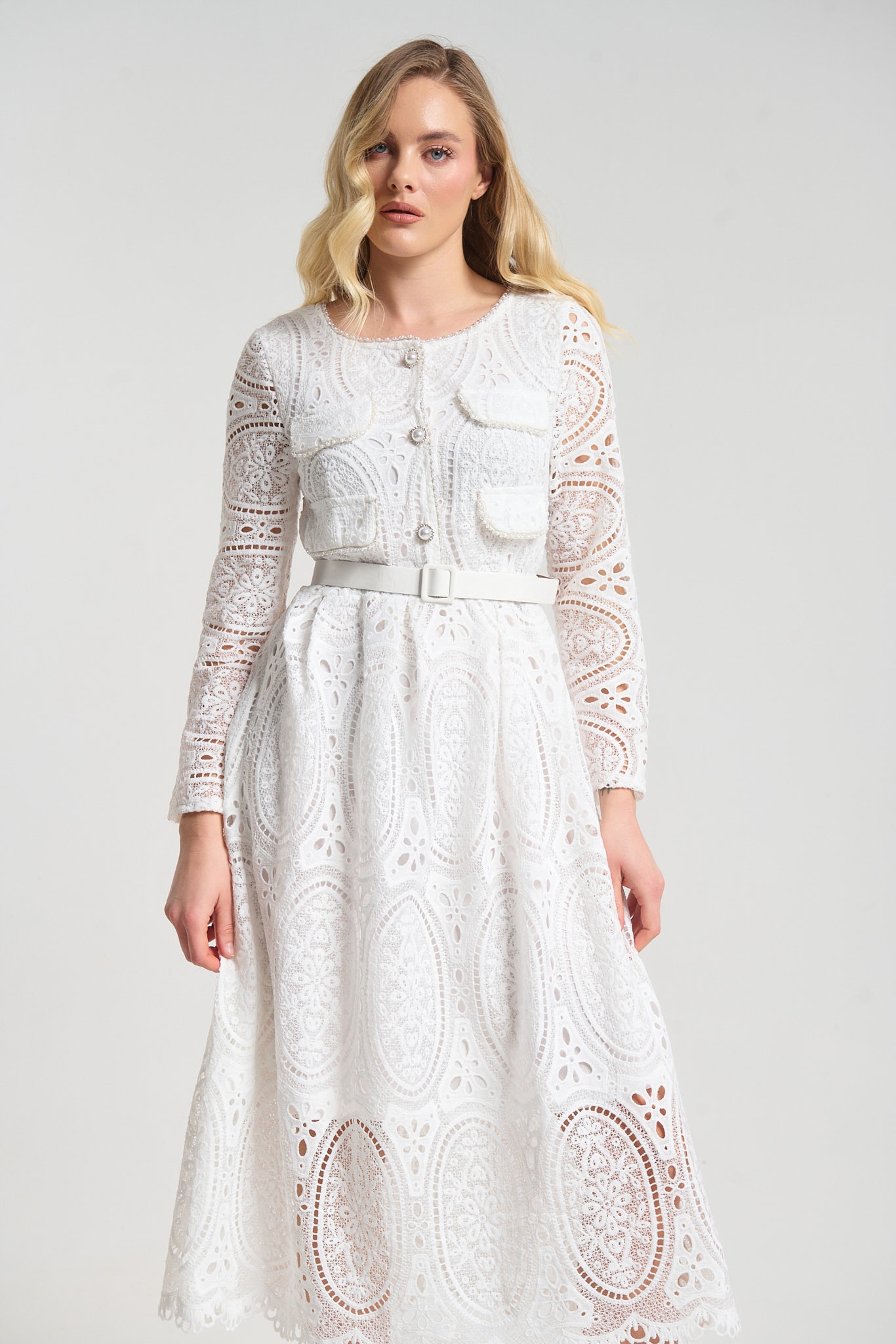 Φόρεμα Δαντέλα Με Πέρλες & Στρας