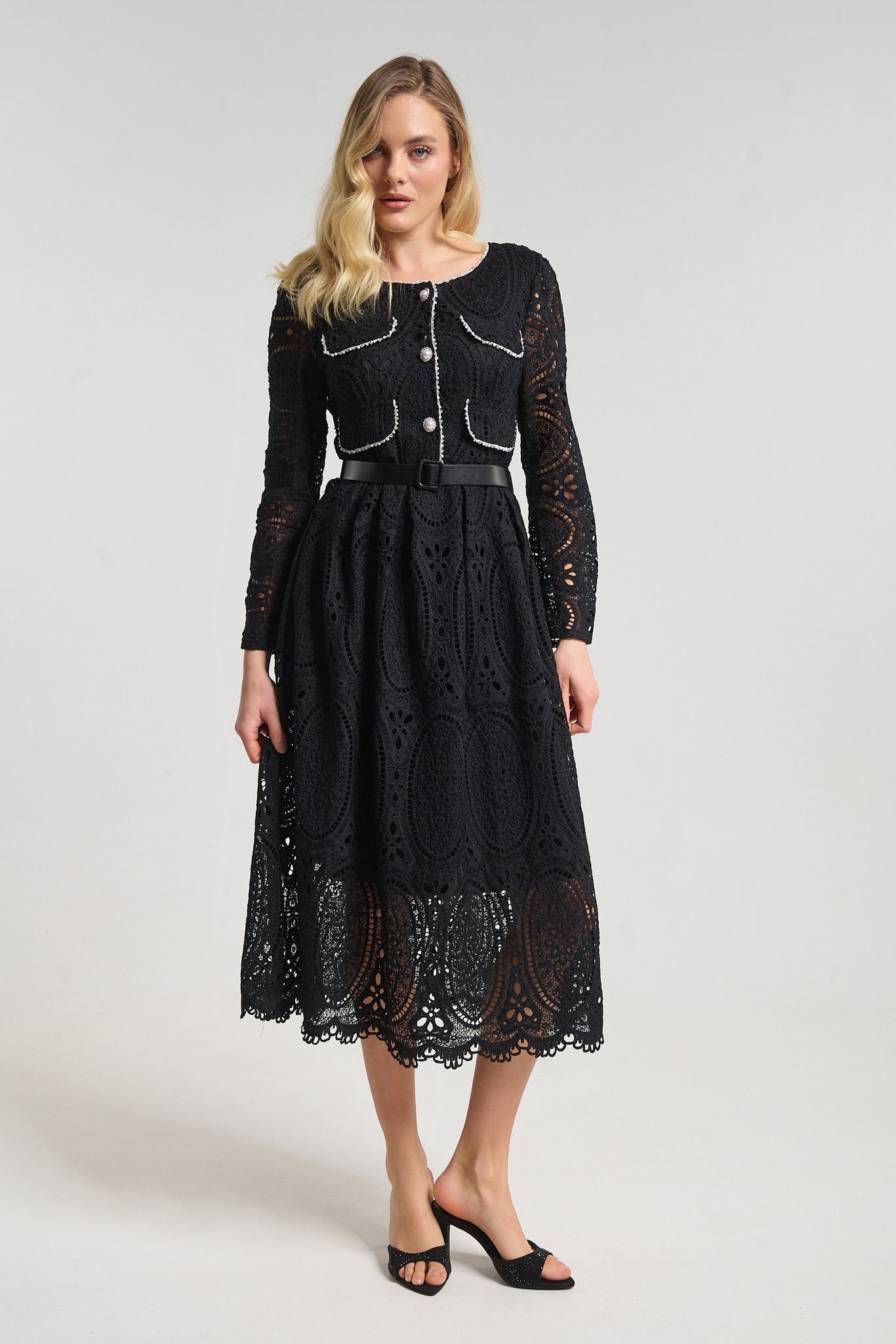 Φόρεμα Δαντέλα Με Πέρλες & Στρας