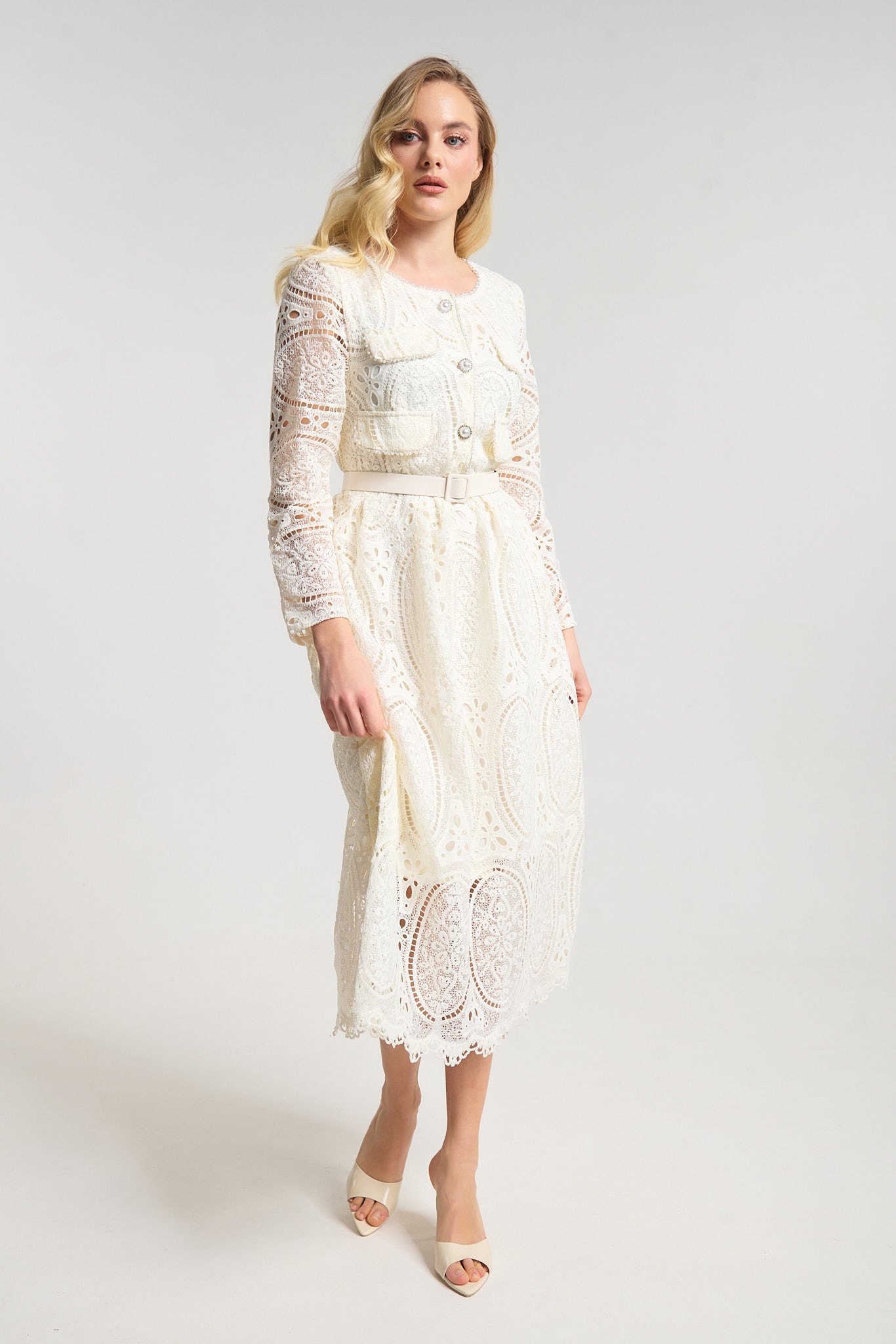 Φόρεμα Δαντέλα Με Πέρλες & Στρας