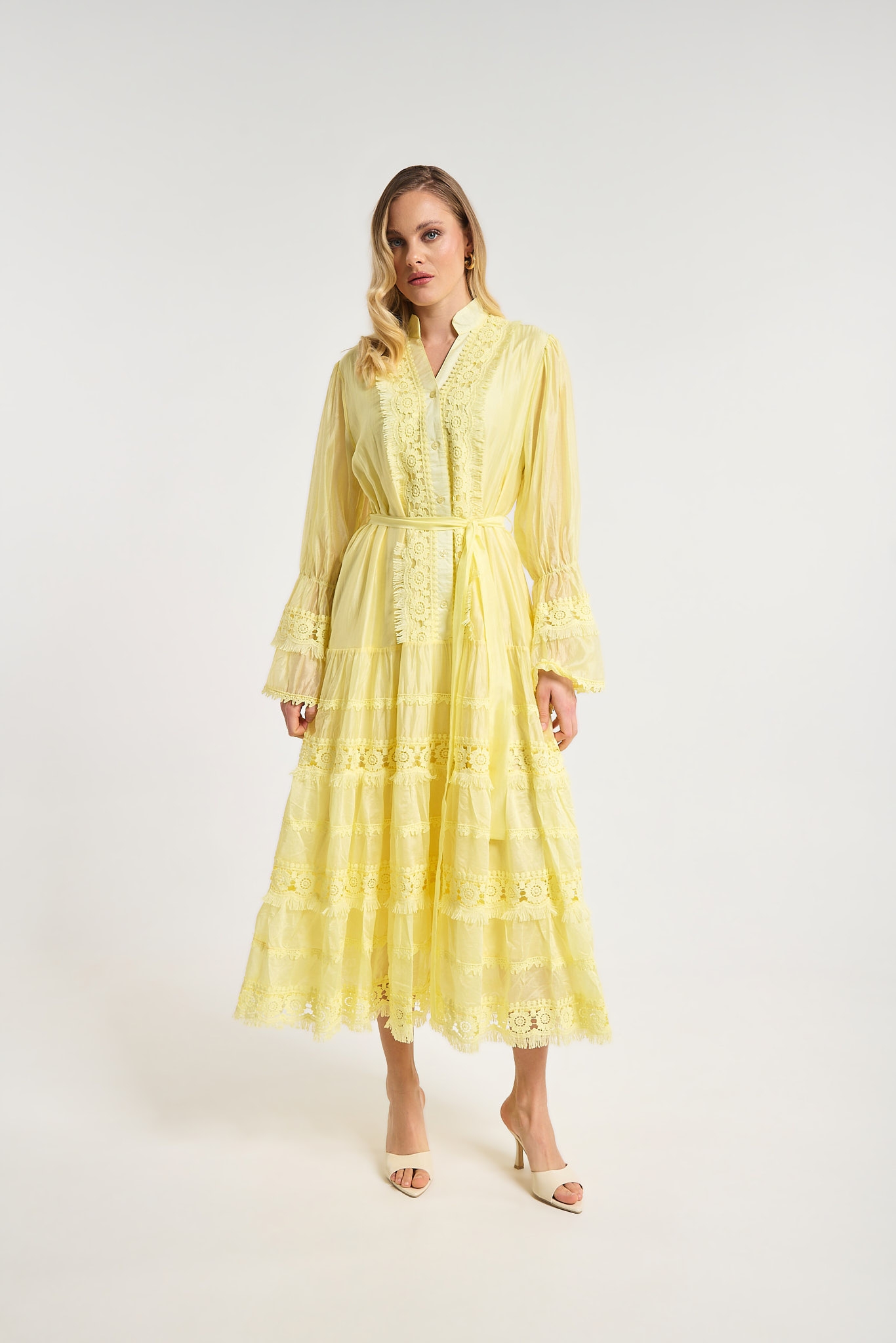 Φόρεμα Μάξι Με Δαντέλα & Ζώνη