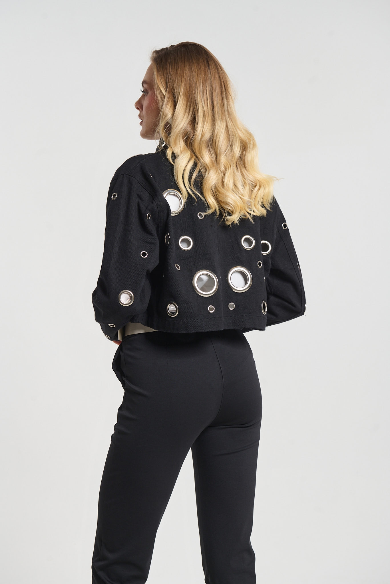 Μπουφάν Τζιν Crop Με Κρίκους