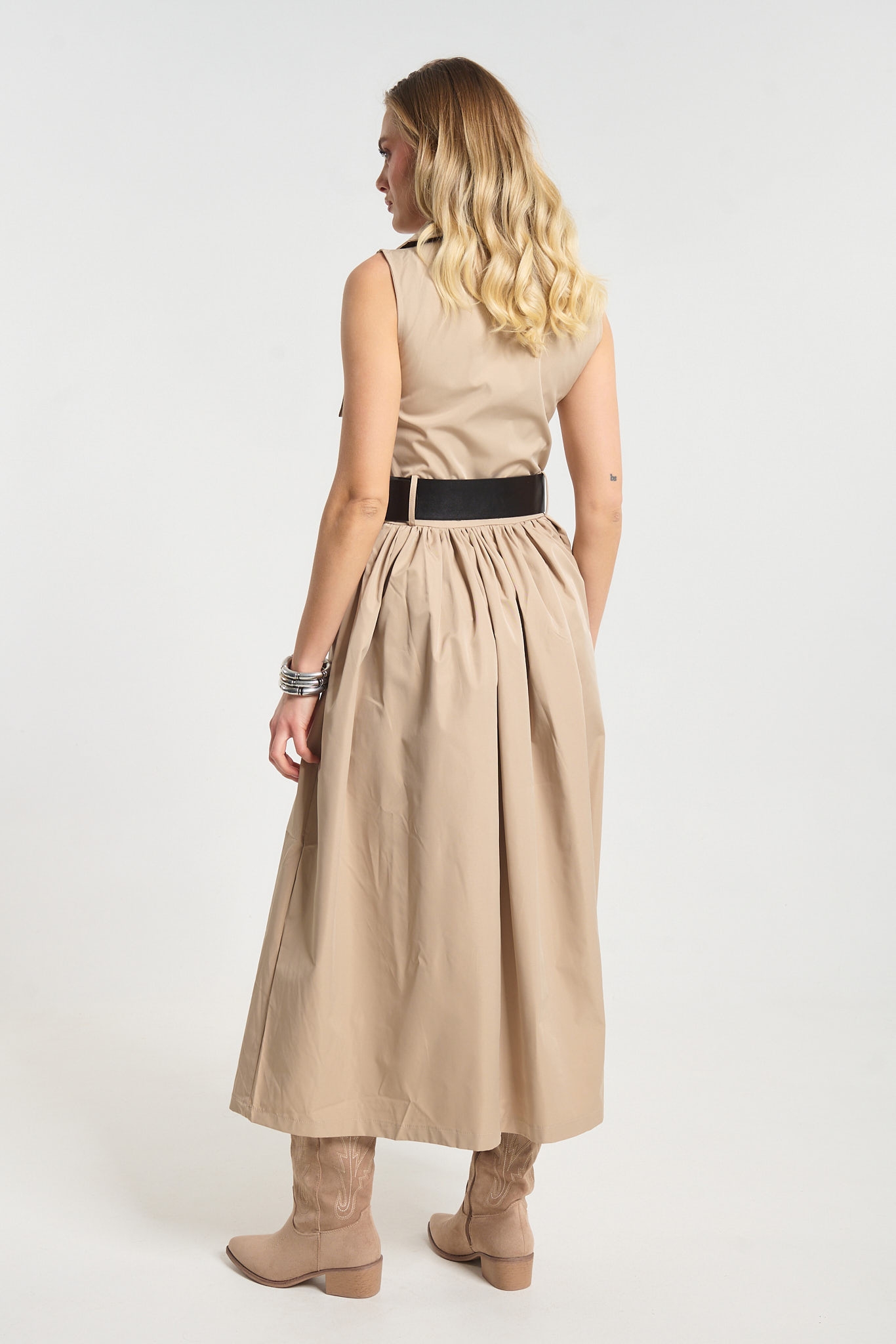 Φόρεμα Maxi Με Ζώνη & Τσέπες Με Φερμουάρ