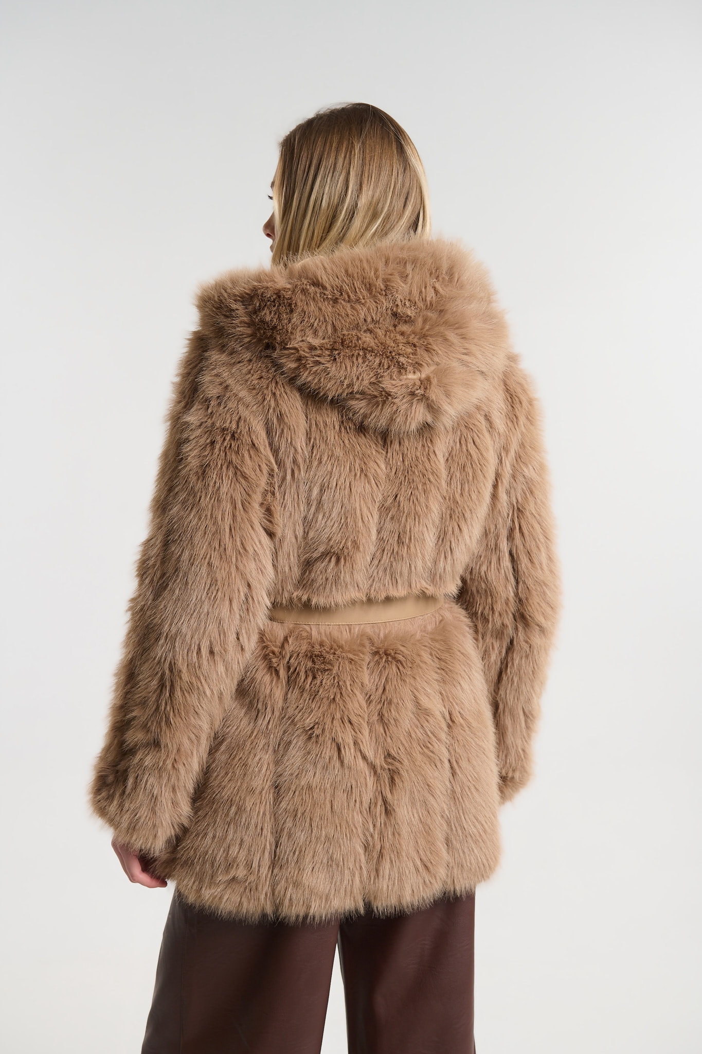 Παλτό Γούνινο Με Ζώνη & Φόδρα