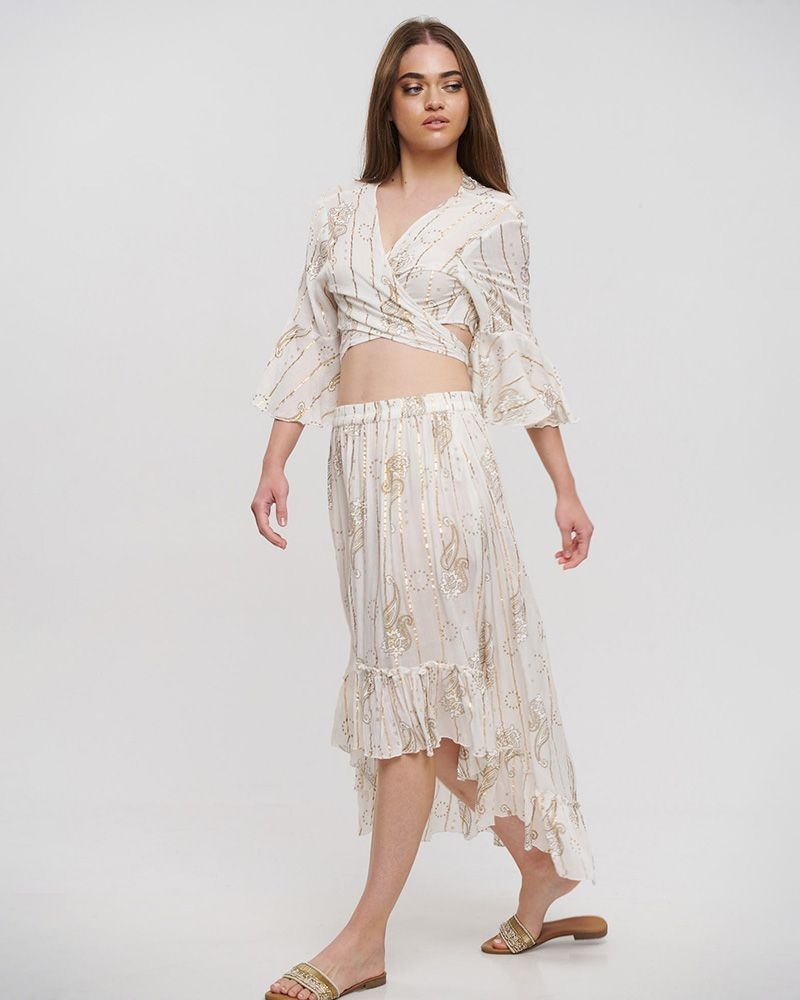 Φούστα BLE Maxi Με Χρυσό Paisley Print